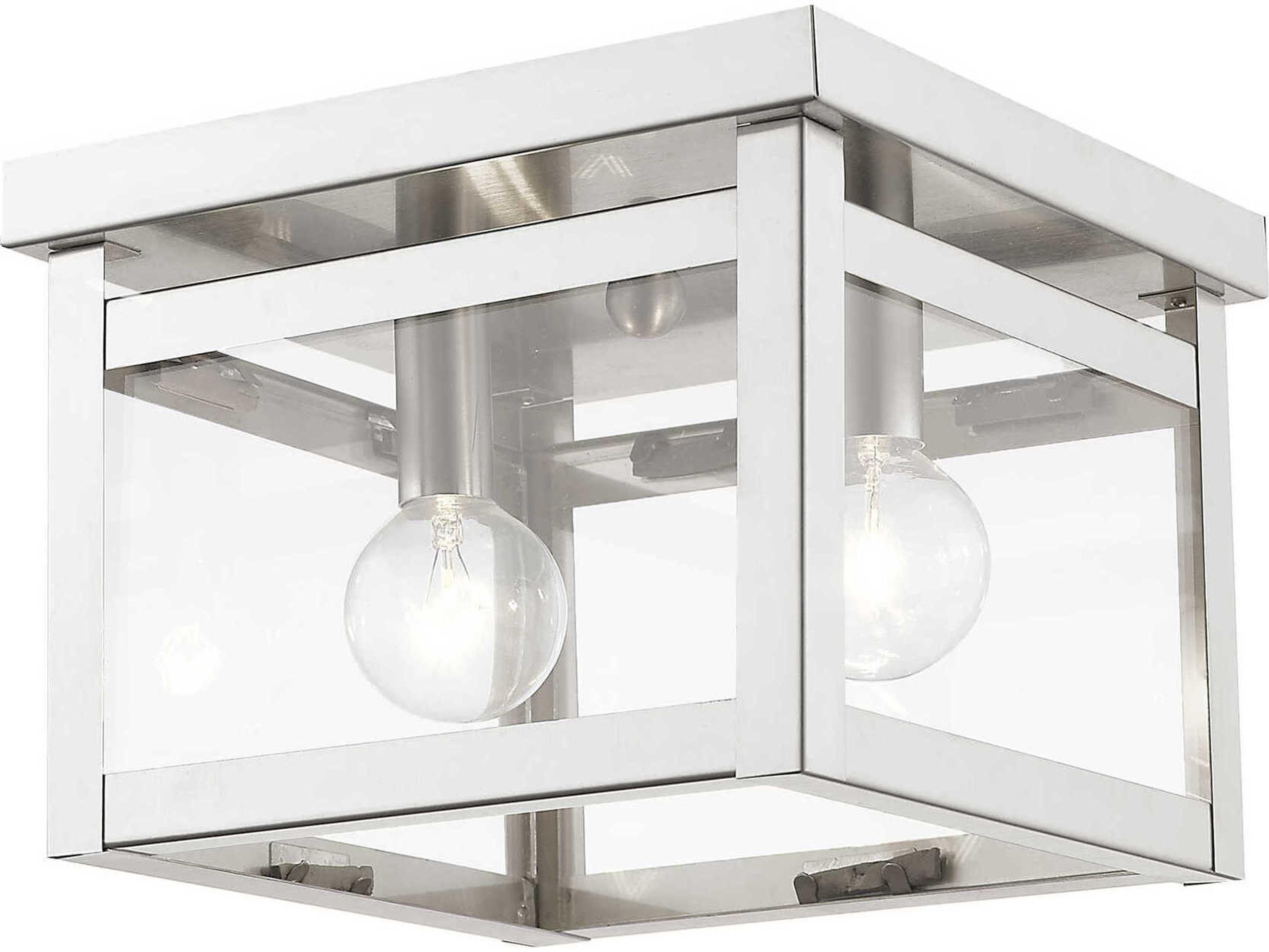 Milford 2-Light Brushed Nickel Glass Flush Mount