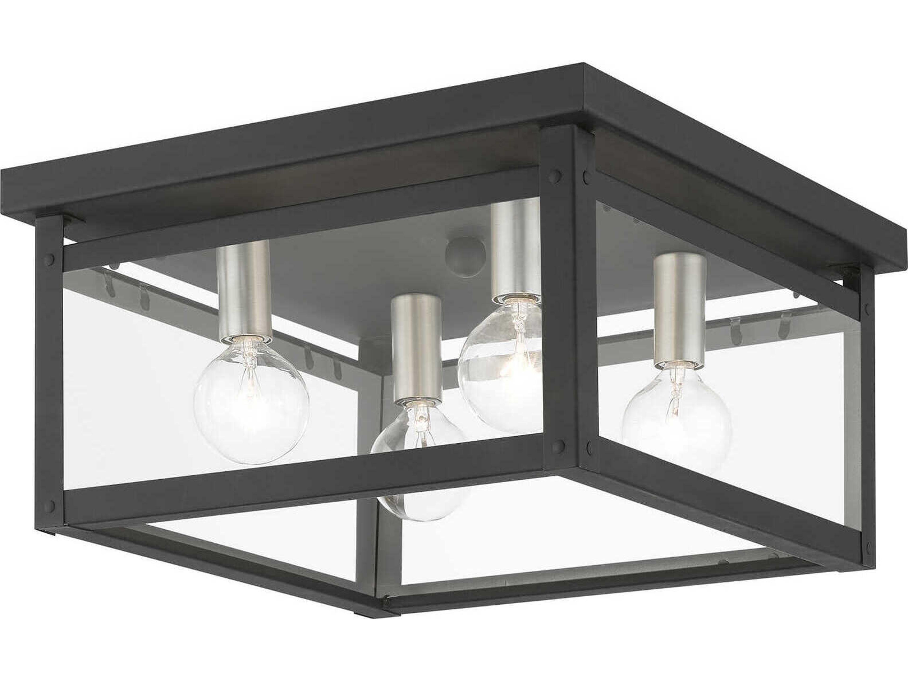 Milford 4-Light Black Brushed Nickel Glass Flush Mount