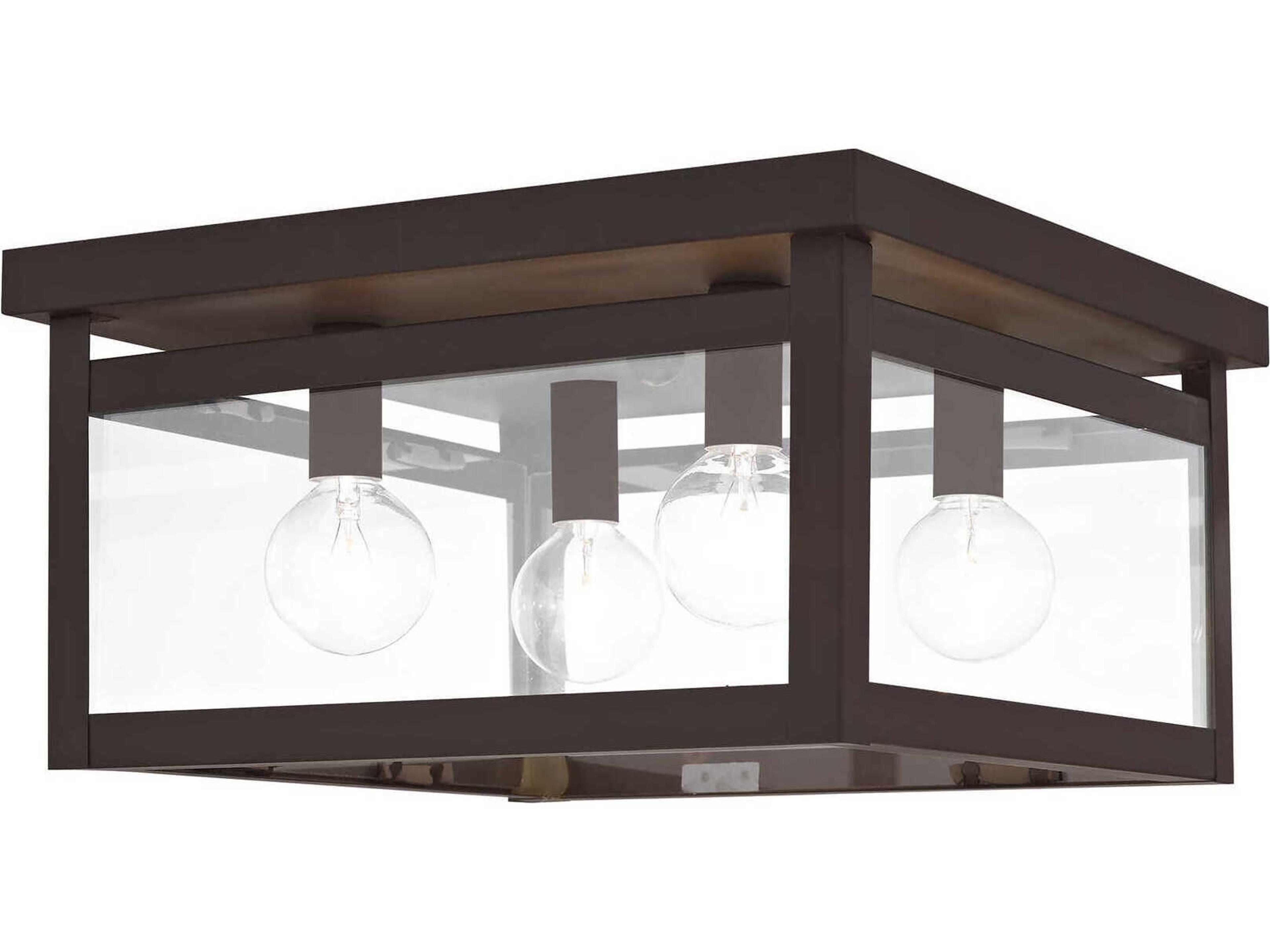 Milford 4-Light Bronze Glass Flush Mount
