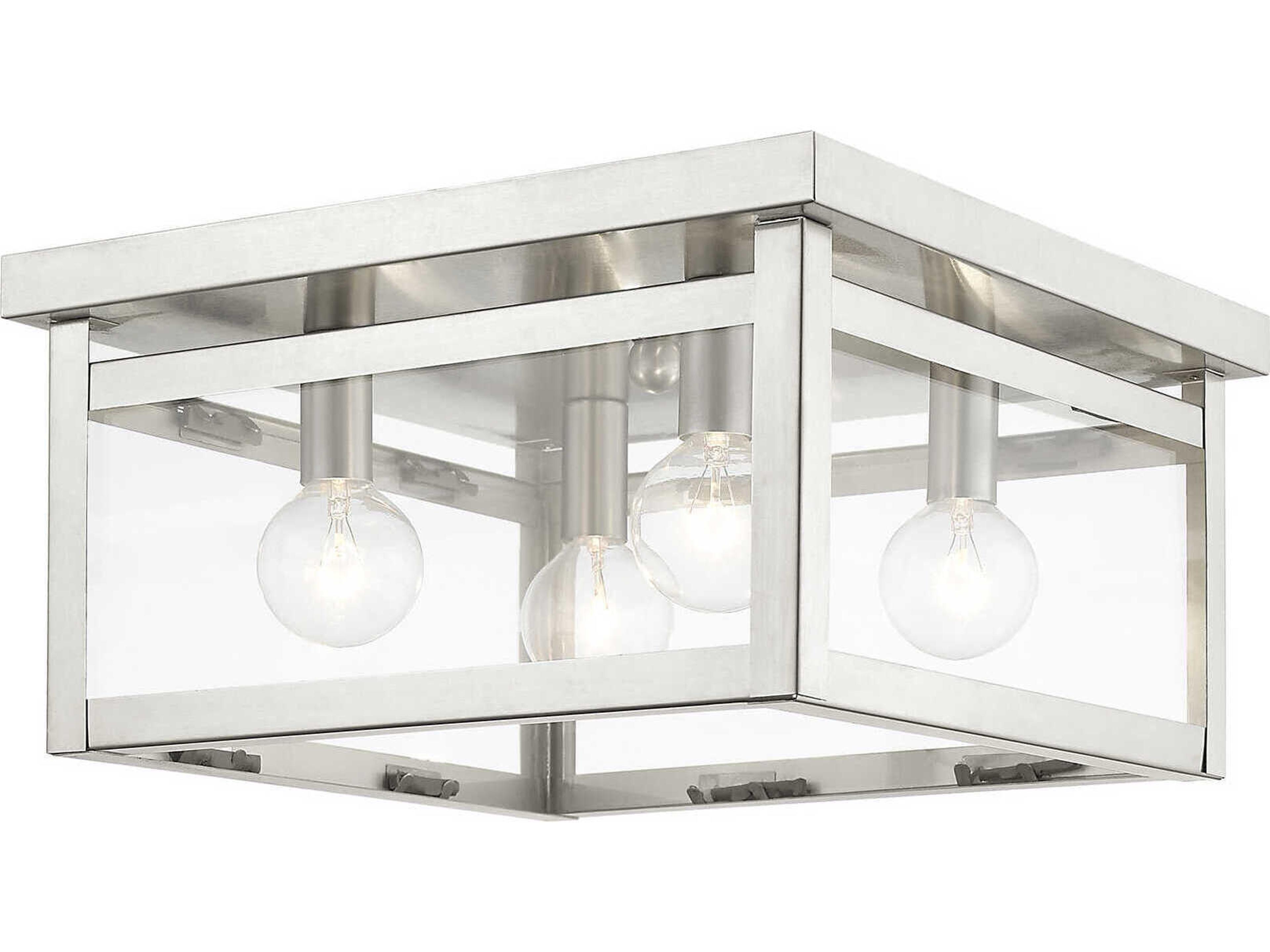 Milford 4-Light Brushed Nickel Glass Flush Mount