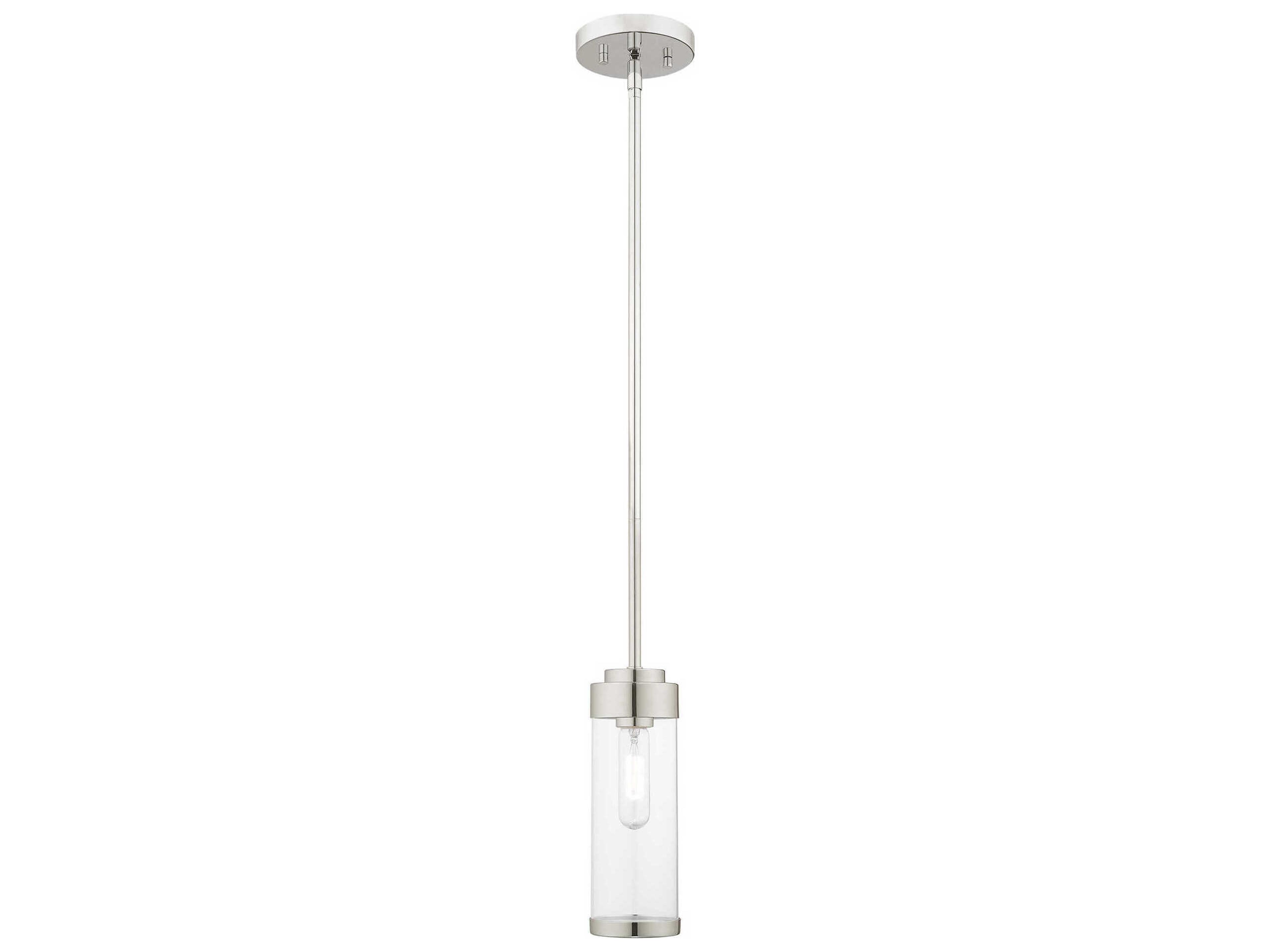 Hillcrest 1-Light Polished Chrome Clear Glass Cylinder Mini Pendant