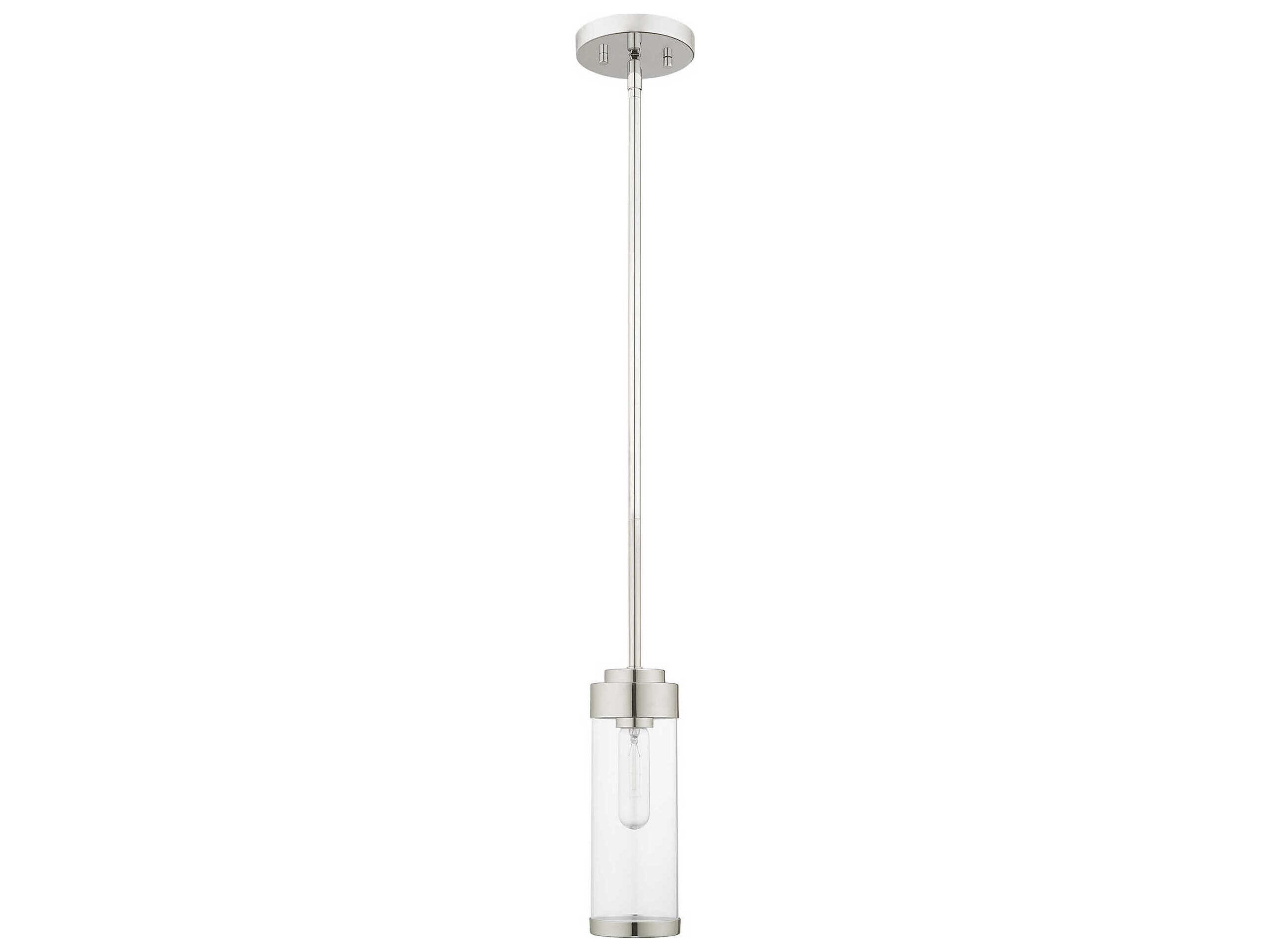 Livex Lighting Hillcrest 1-Light Polished Chrome Clear Glass Cylinder Mini Pendant