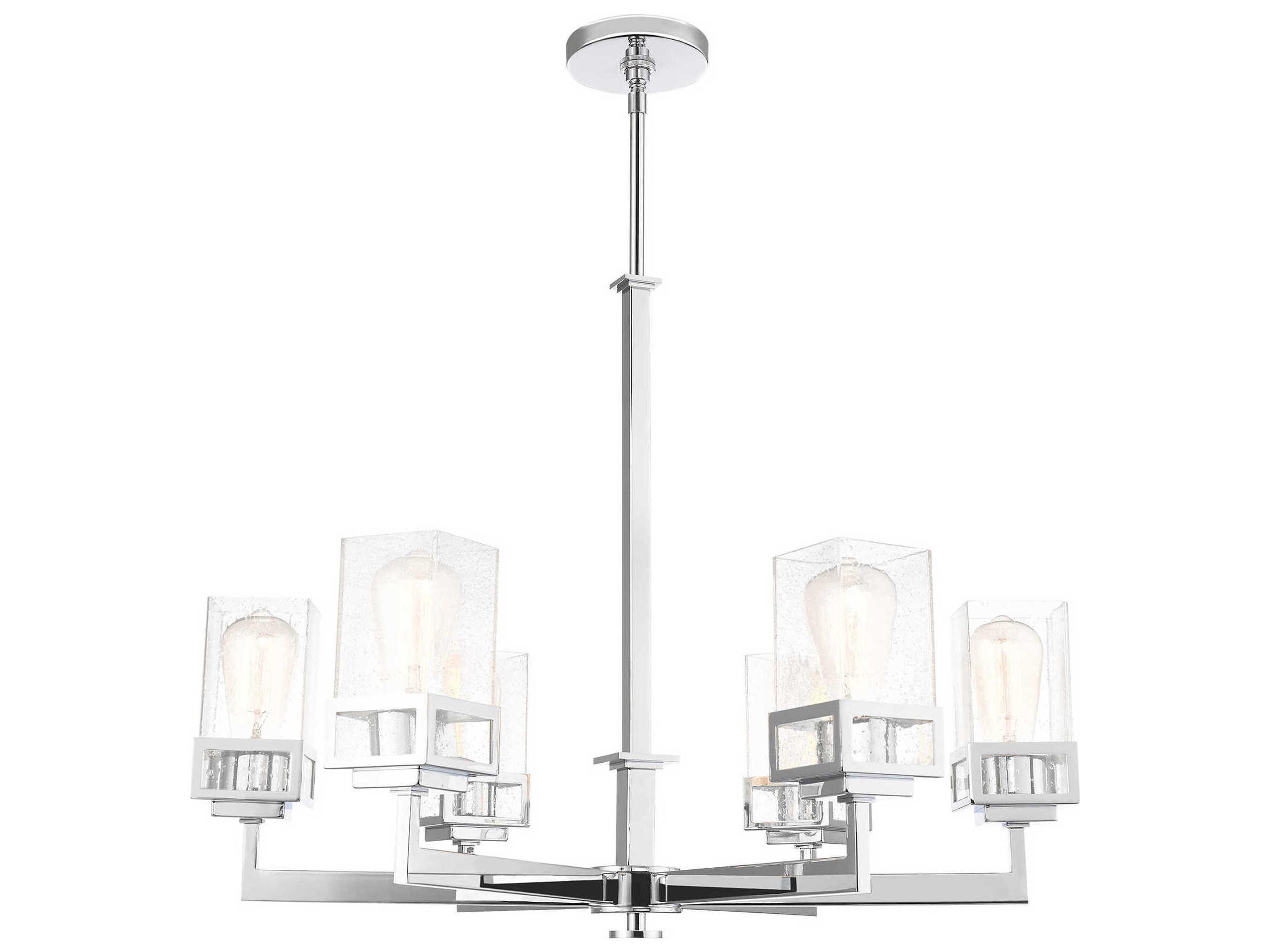 Livex Lighting Harding 6-Light Polished Chrome Glass Cylinder Chandelier