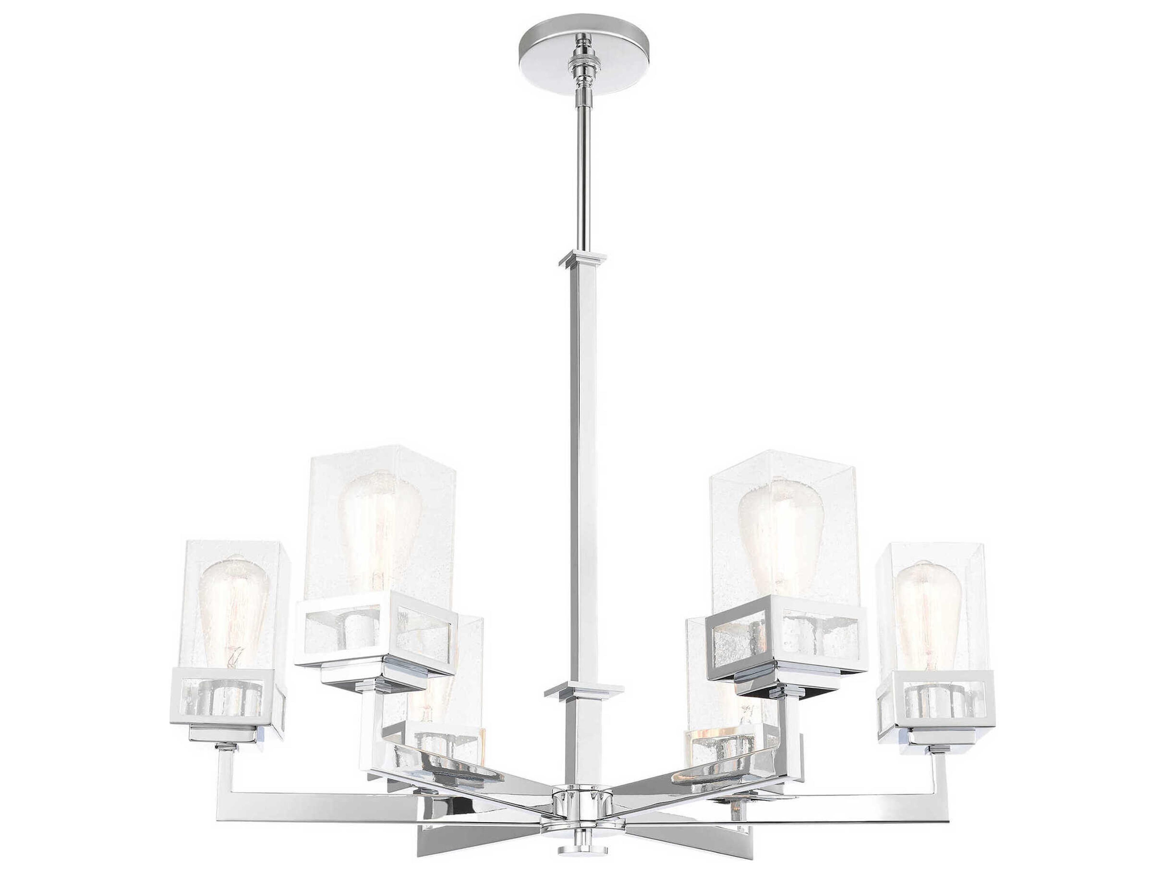 Livex Lighting Harding 6-Light Polished Chrome Glass Cylinder Chandelier