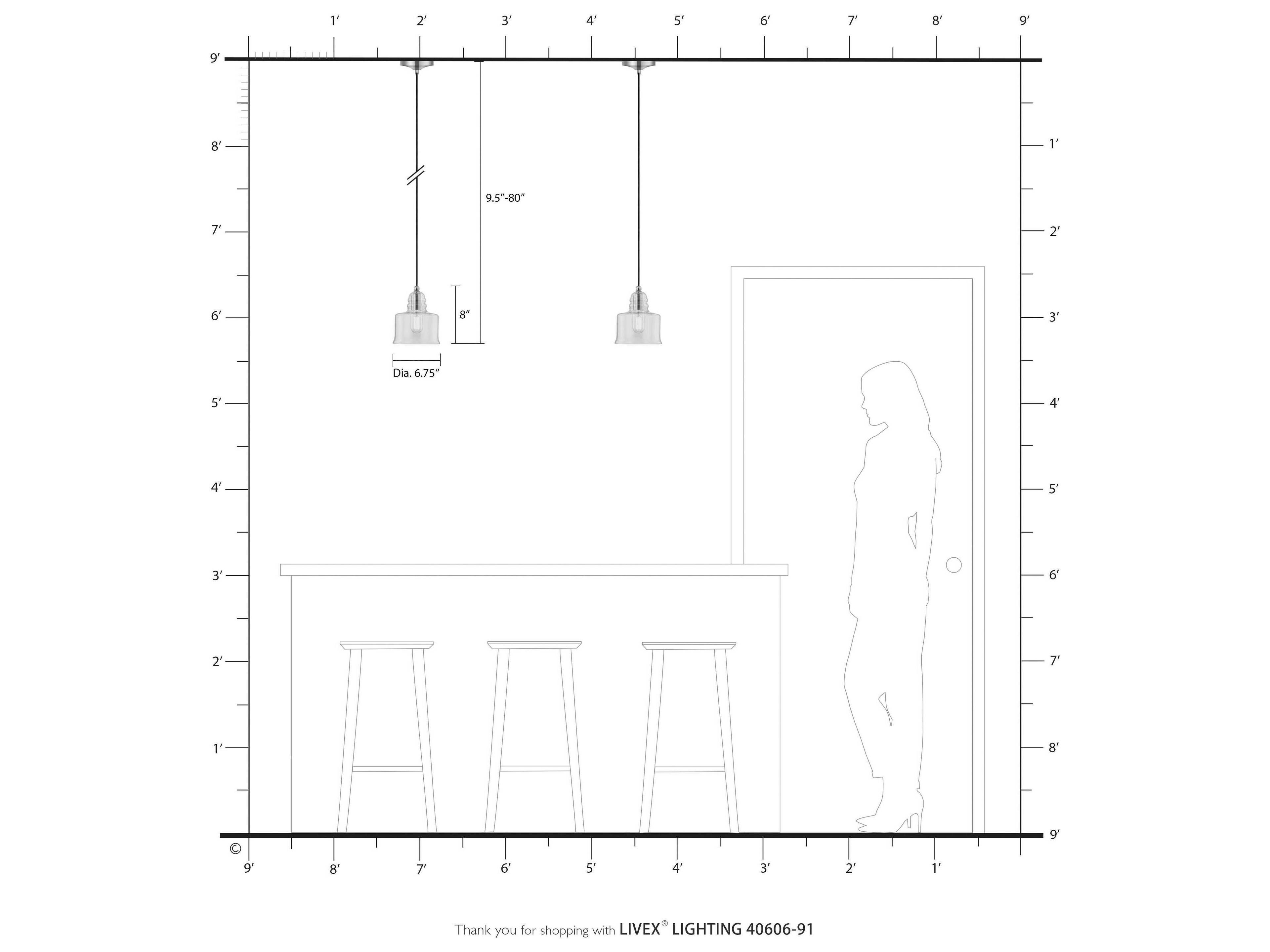 Livex Lighting Art Glass 1-Light Brushed Nickel Drum Mini Pendant