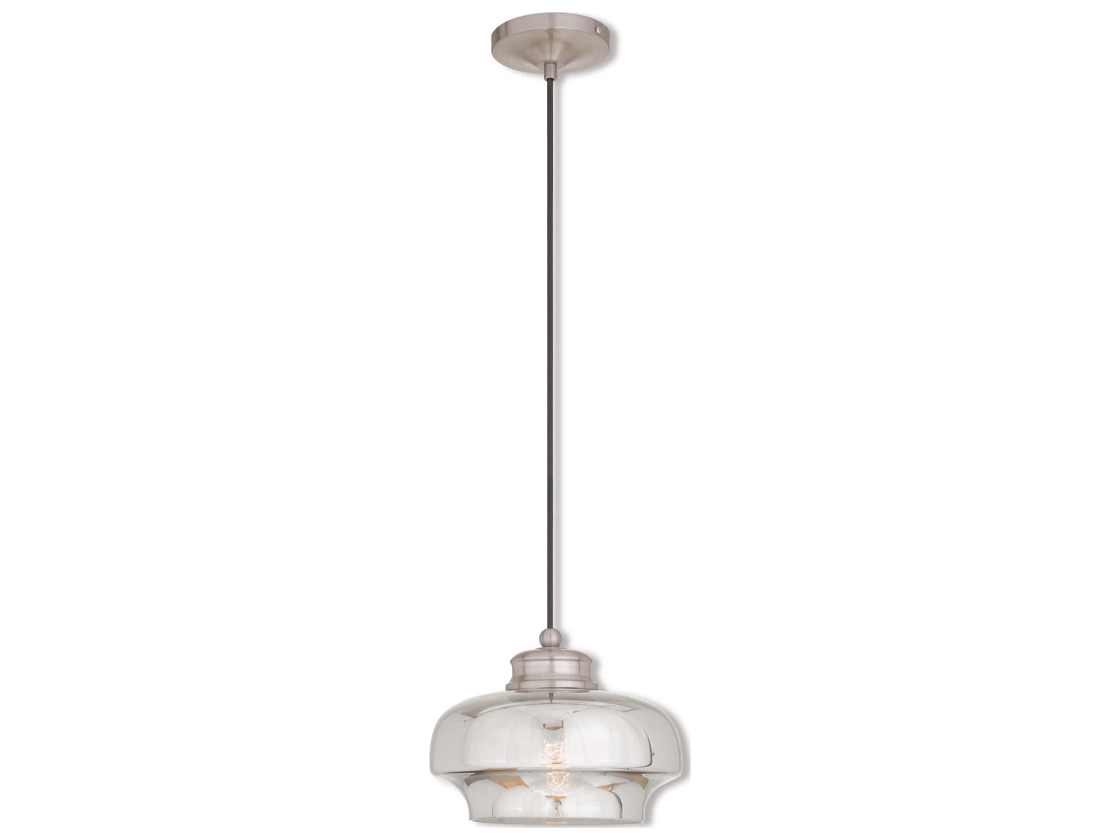 Art Glass 1-Light Brushed Nickel Clear Mini Pendant