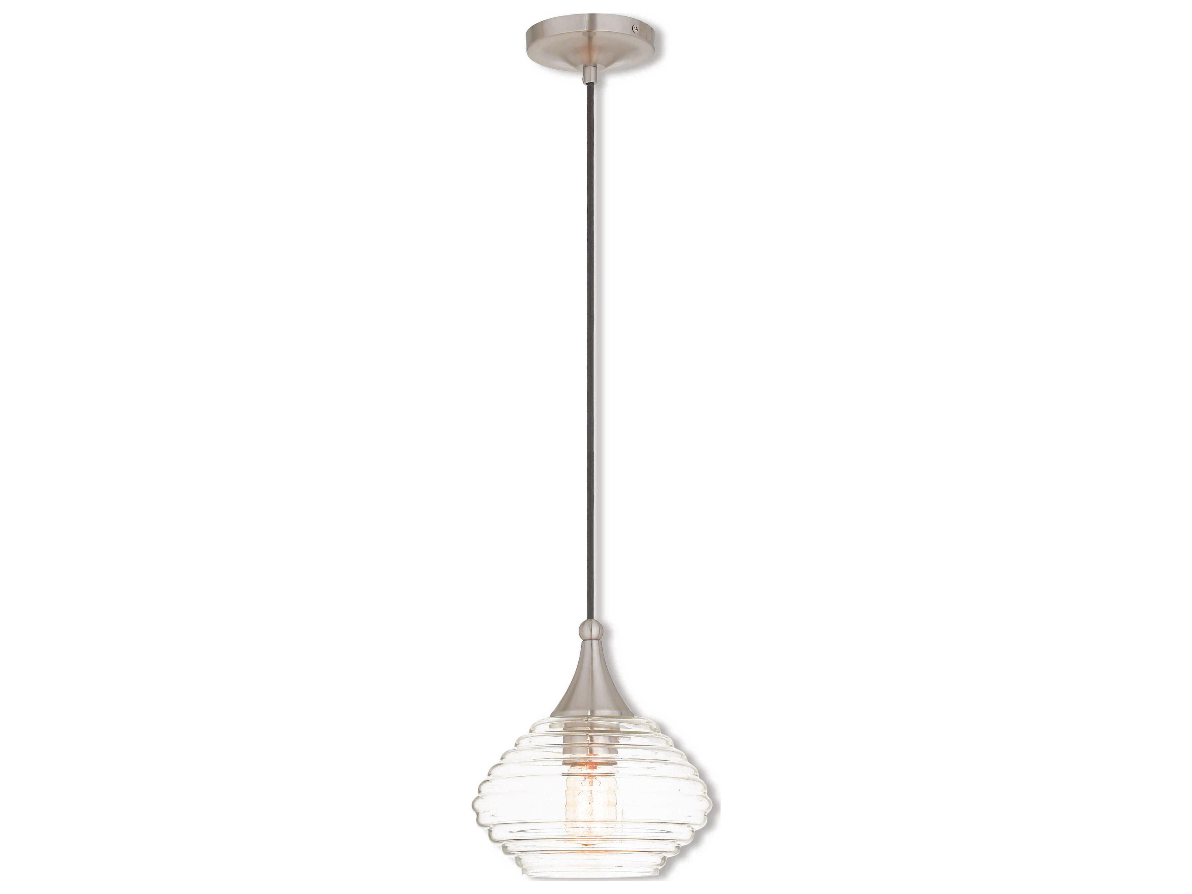 Art Glass 1-Light Brushed Nickel Clear Mini Pendant