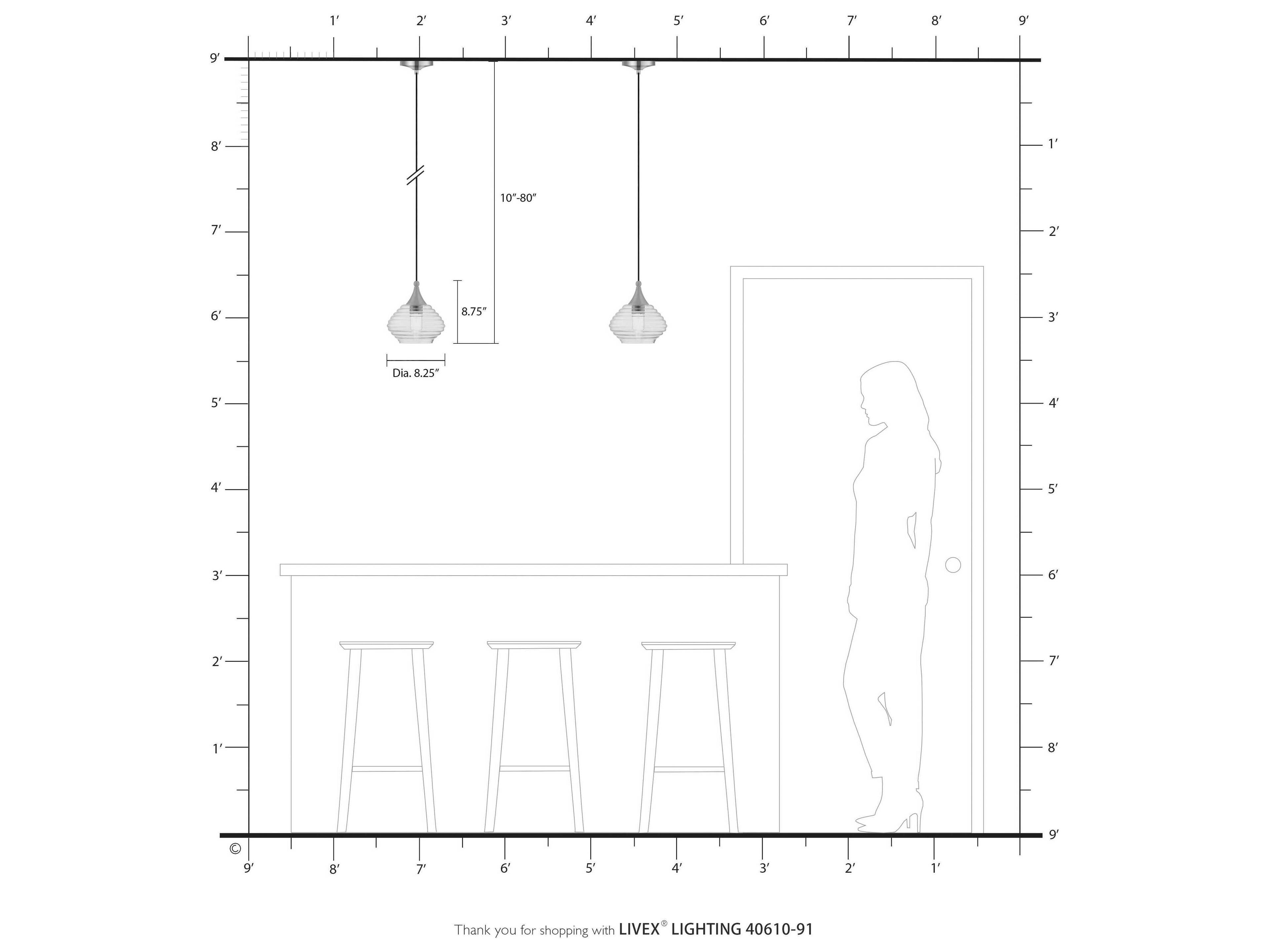 Livex Lighting Art Glass 1-Light Brushed Nickel Clear Mini Pendant