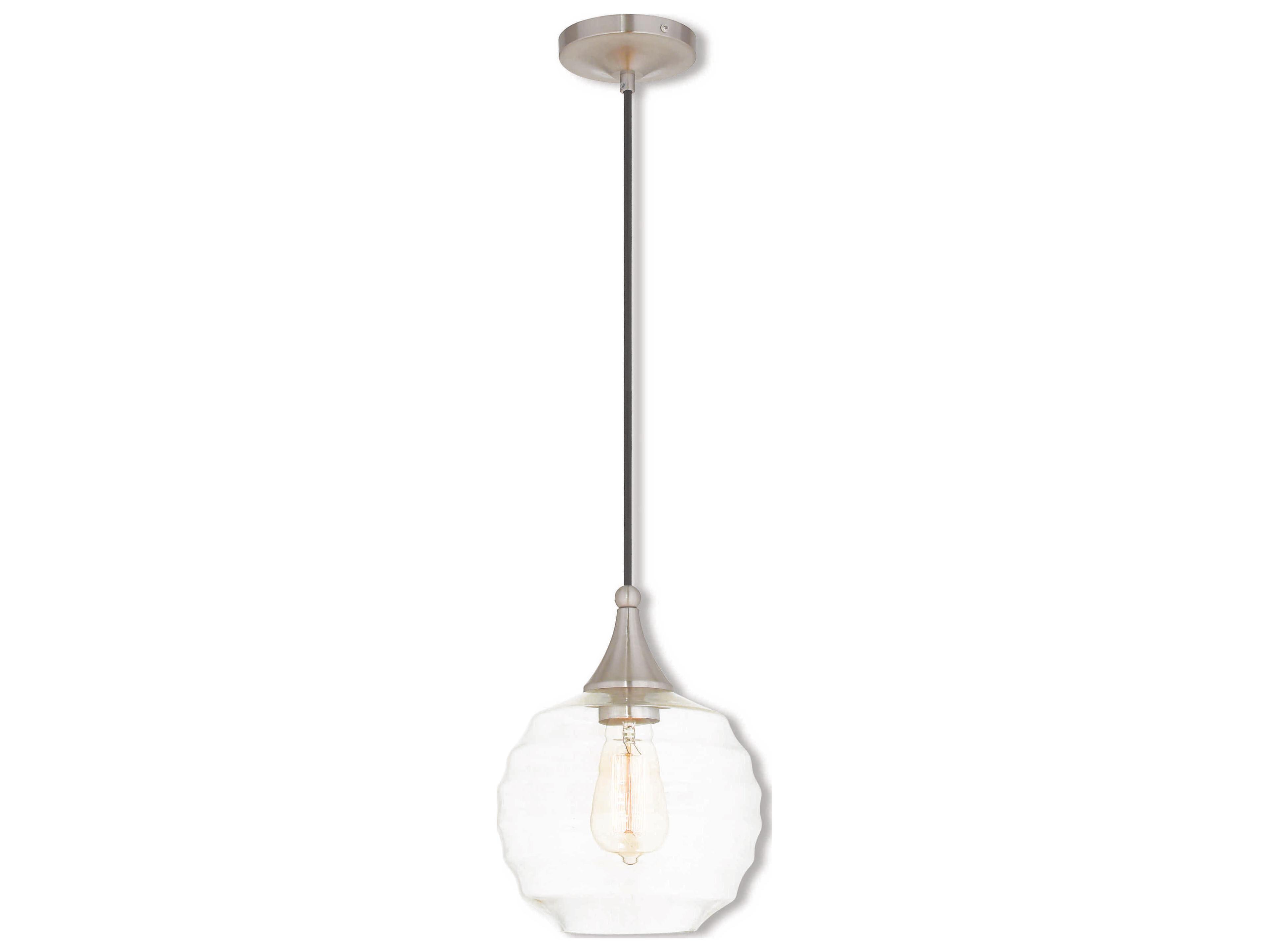 Art Glass 1-Light Brushed Nickel Clear Globe Mini Pendant