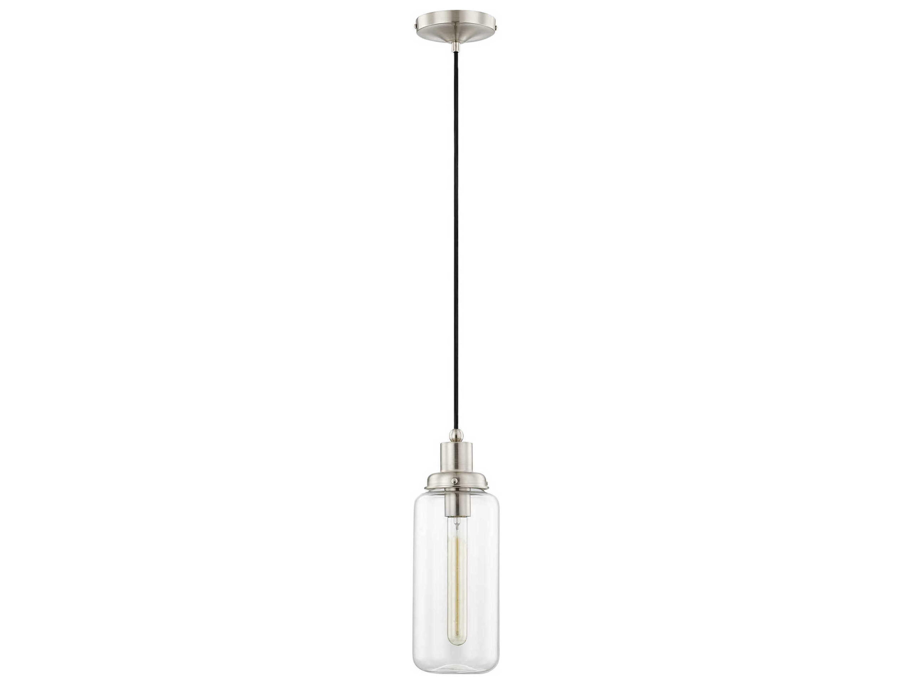 Livex Lighting Art Glass 1-Light Brushed Nickel Cylinder Mini Pendant