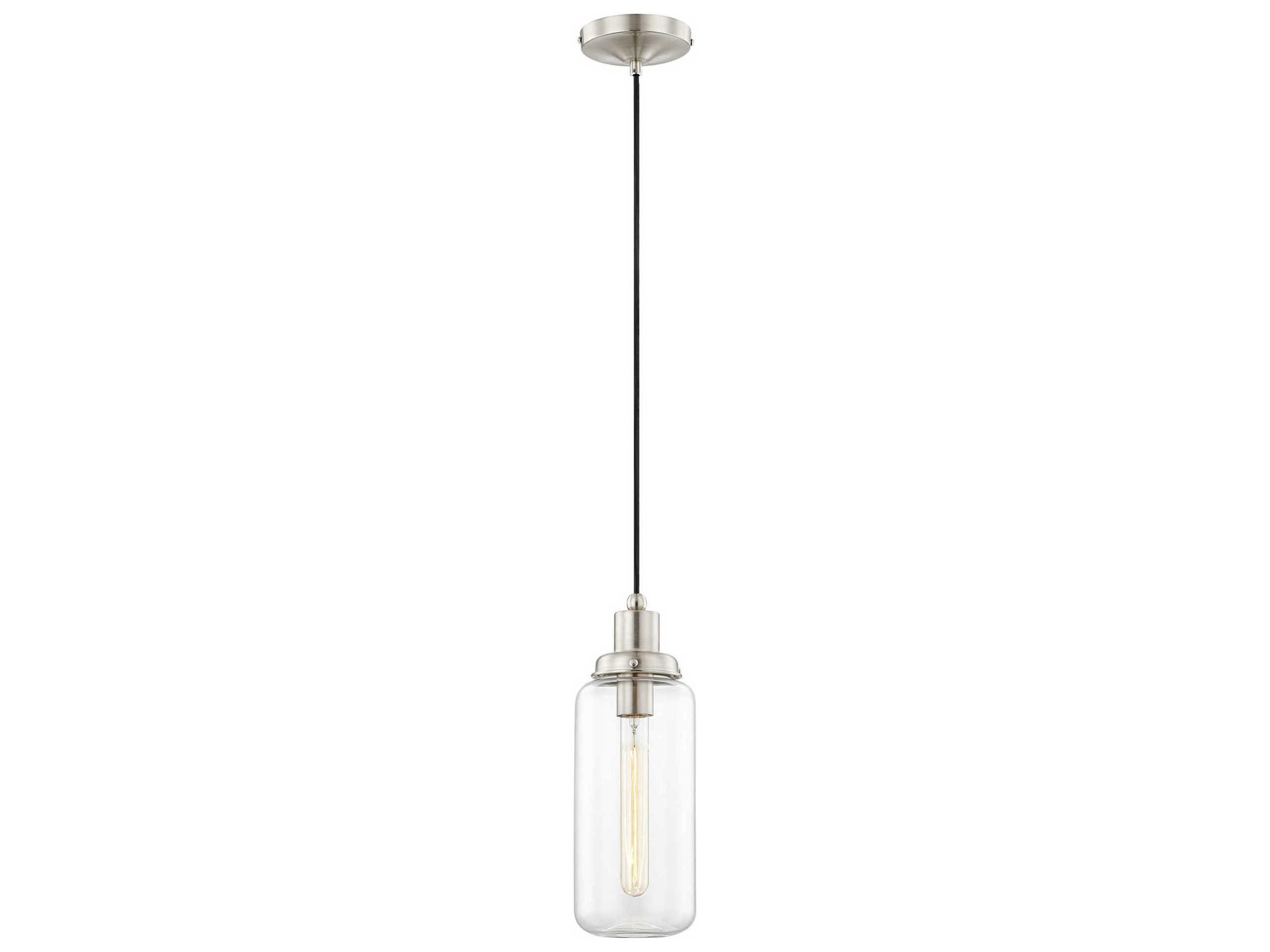 Livex Lighting Art Glass 1-Light Brushed Nickel Cylinder Mini Pendant