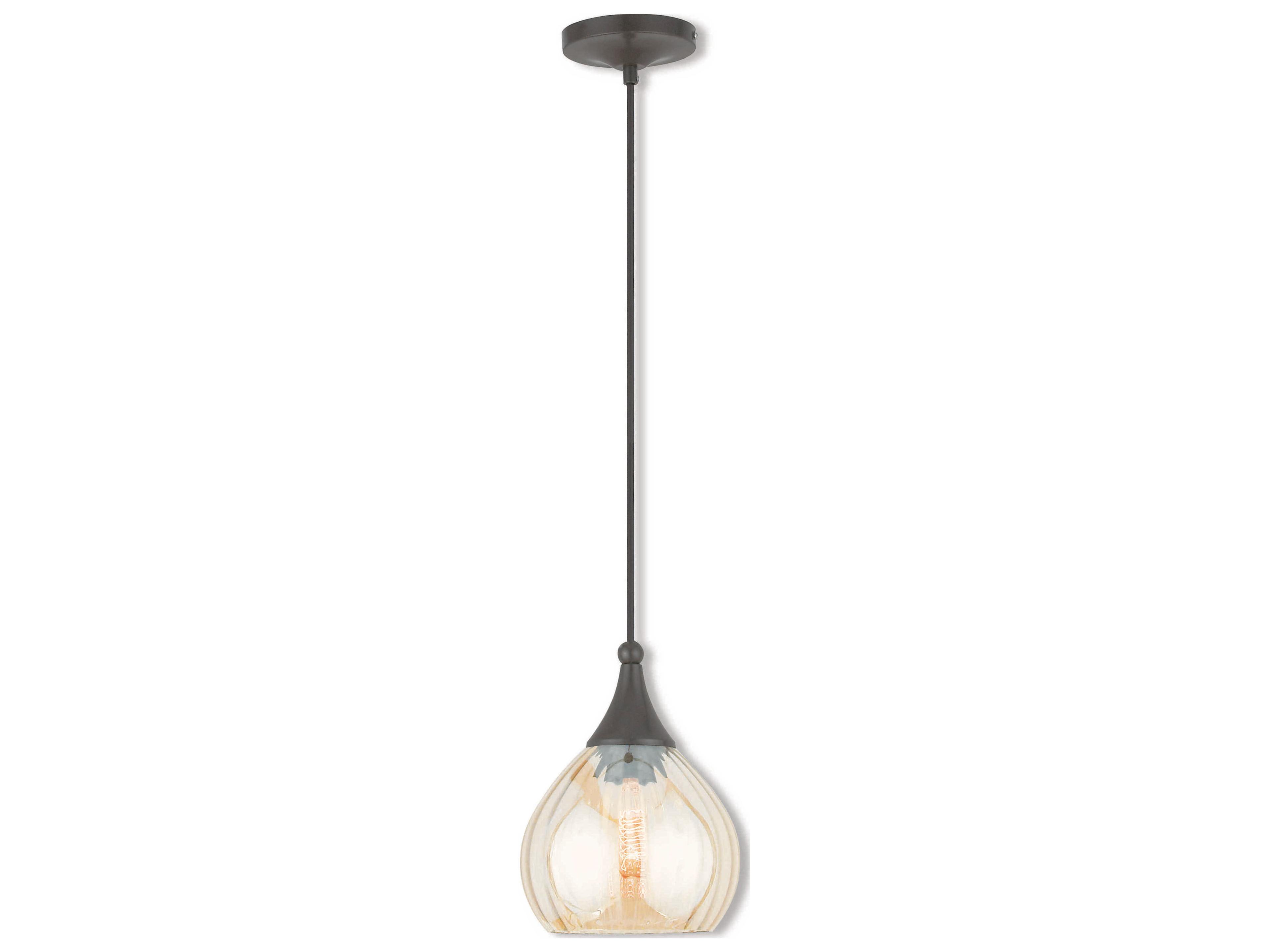 Art Glass 1-Light English Bronze Mini Pendant