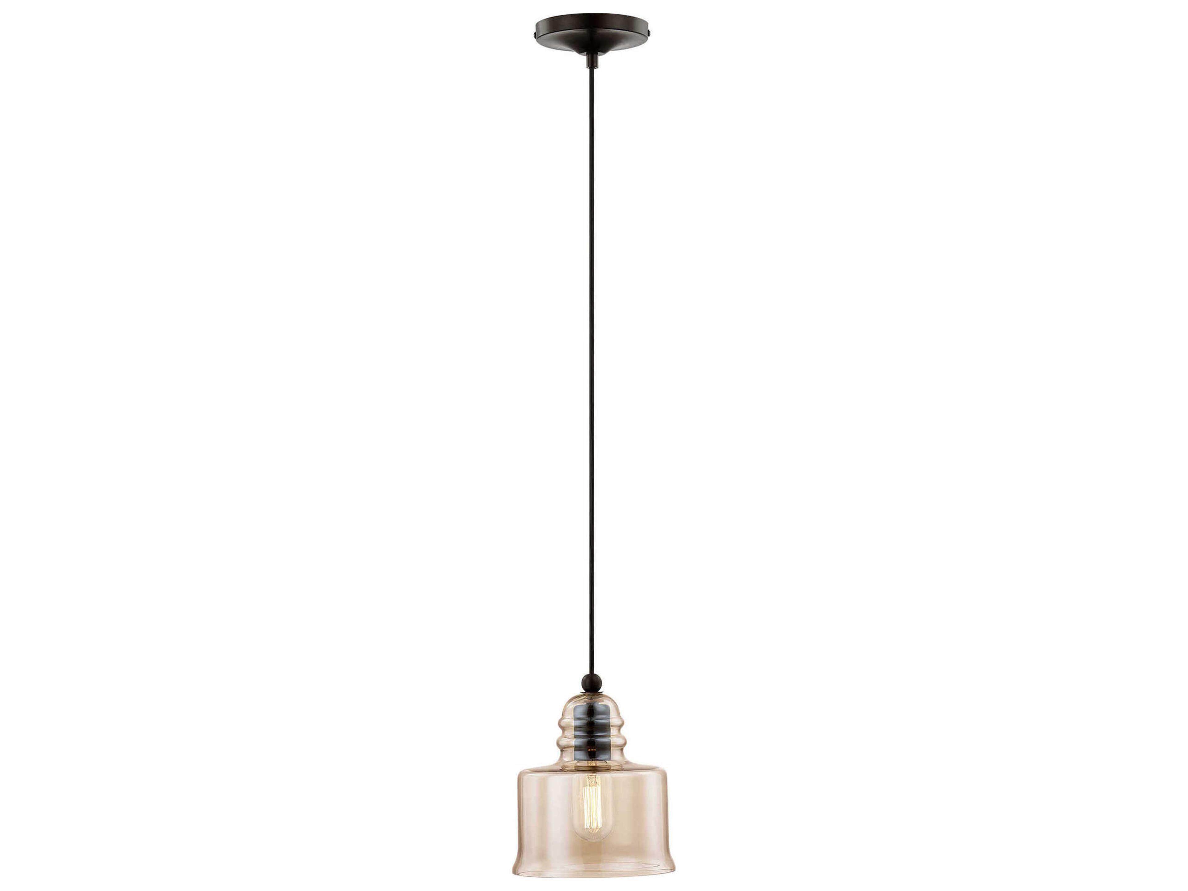 Livex Lighting Art Glass 1-Light English Bronze Clear Drum Mini Pendant