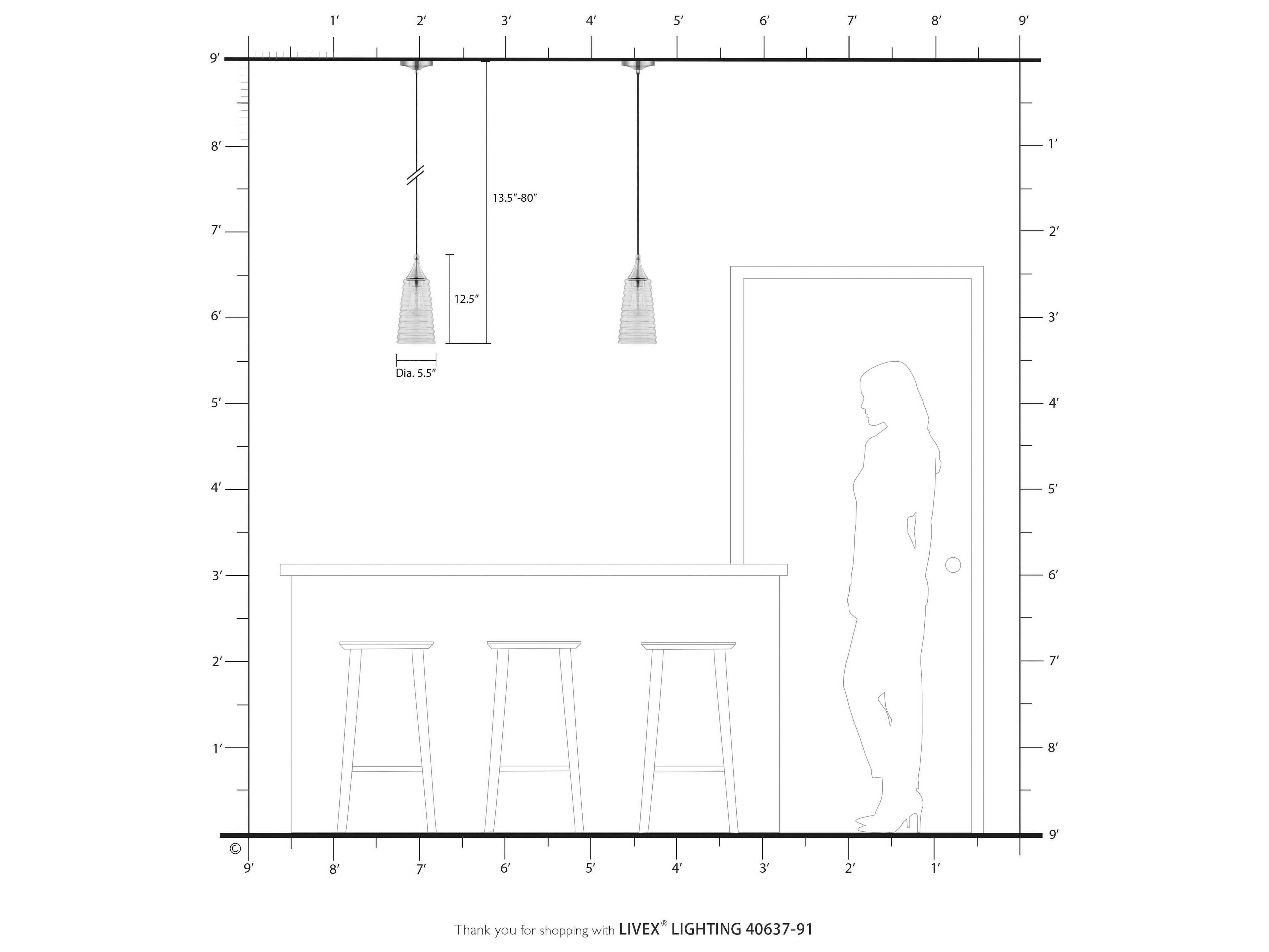 Livex Lighting Art Glass 1-Light Brushed Nickel Clear Bell Mini Pendant