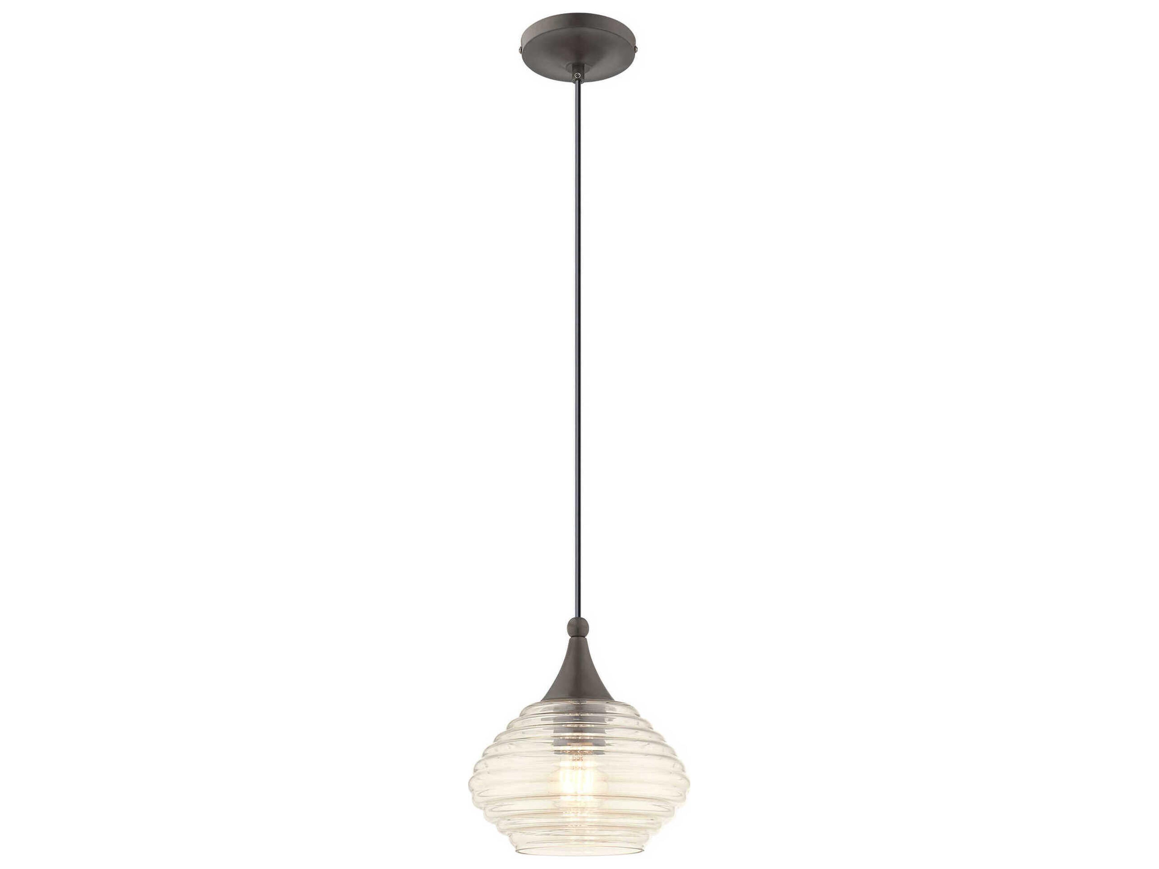 Livex Lighting Art Glass 1-Light English Bronze Clear Mini Pendant