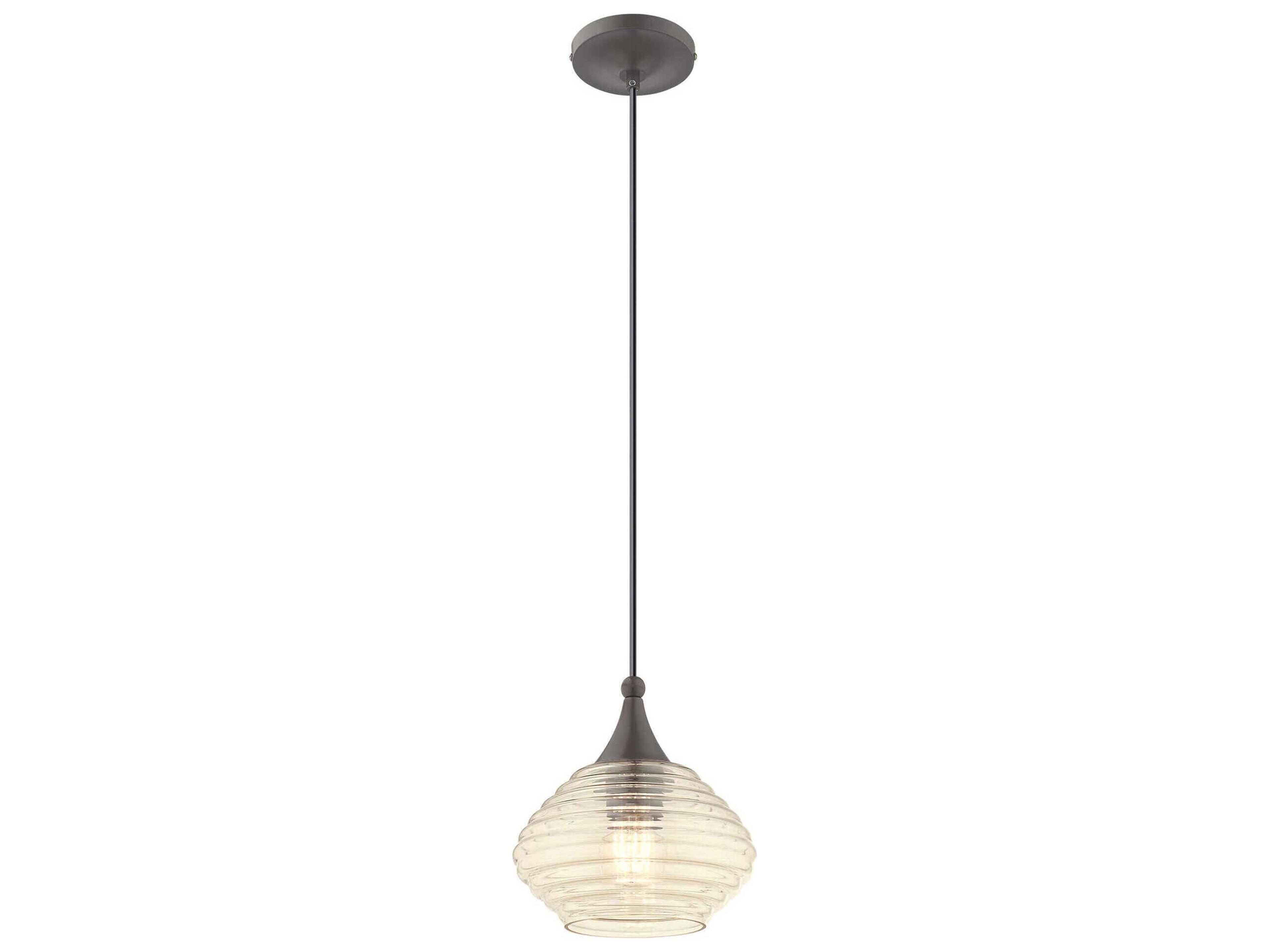 Livex Lighting Art Glass 1-Light English Bronze Clear Mini Pendant