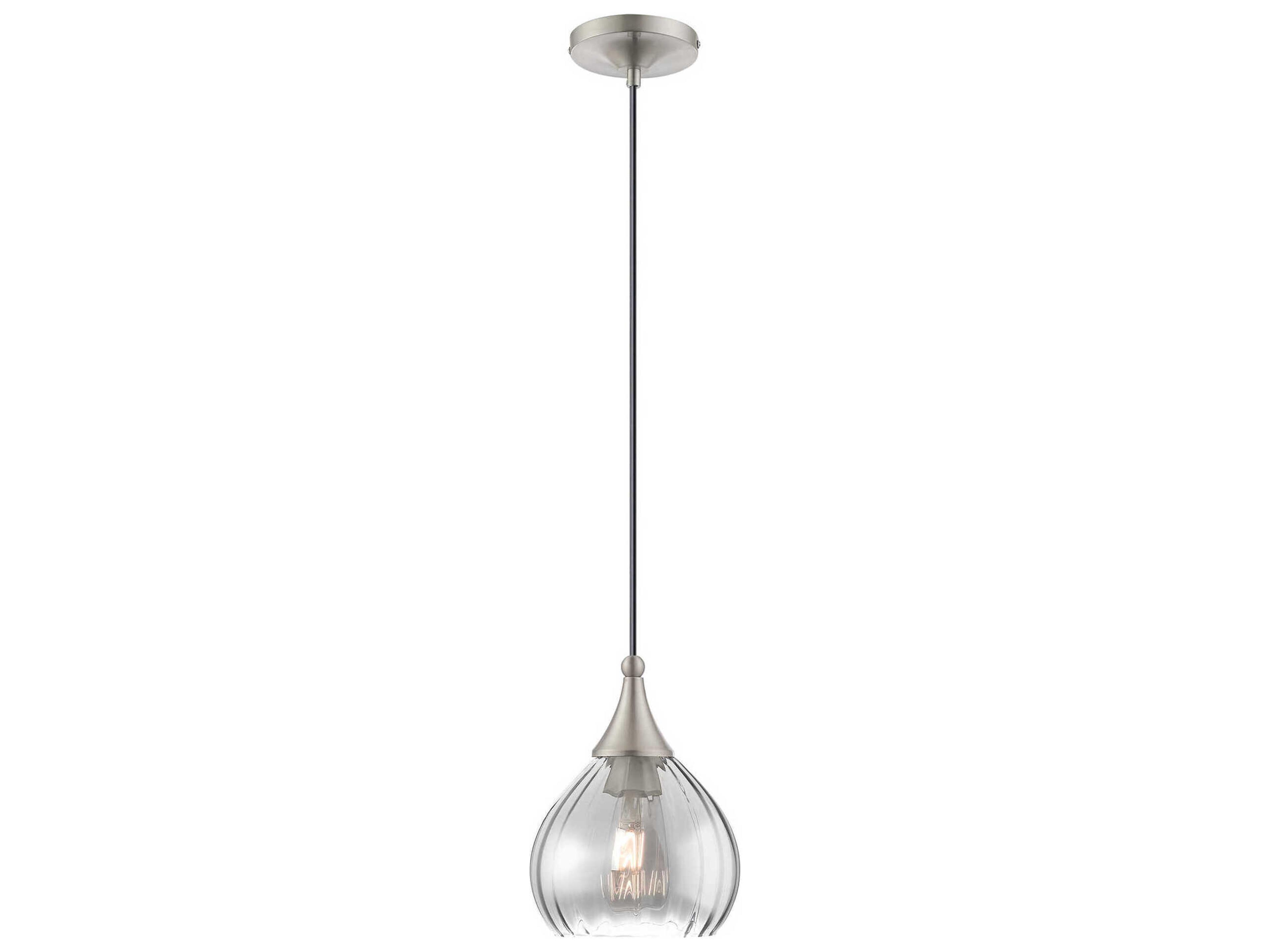Art Glass 1-Light Brushed Nickel Bell Mini Pendant