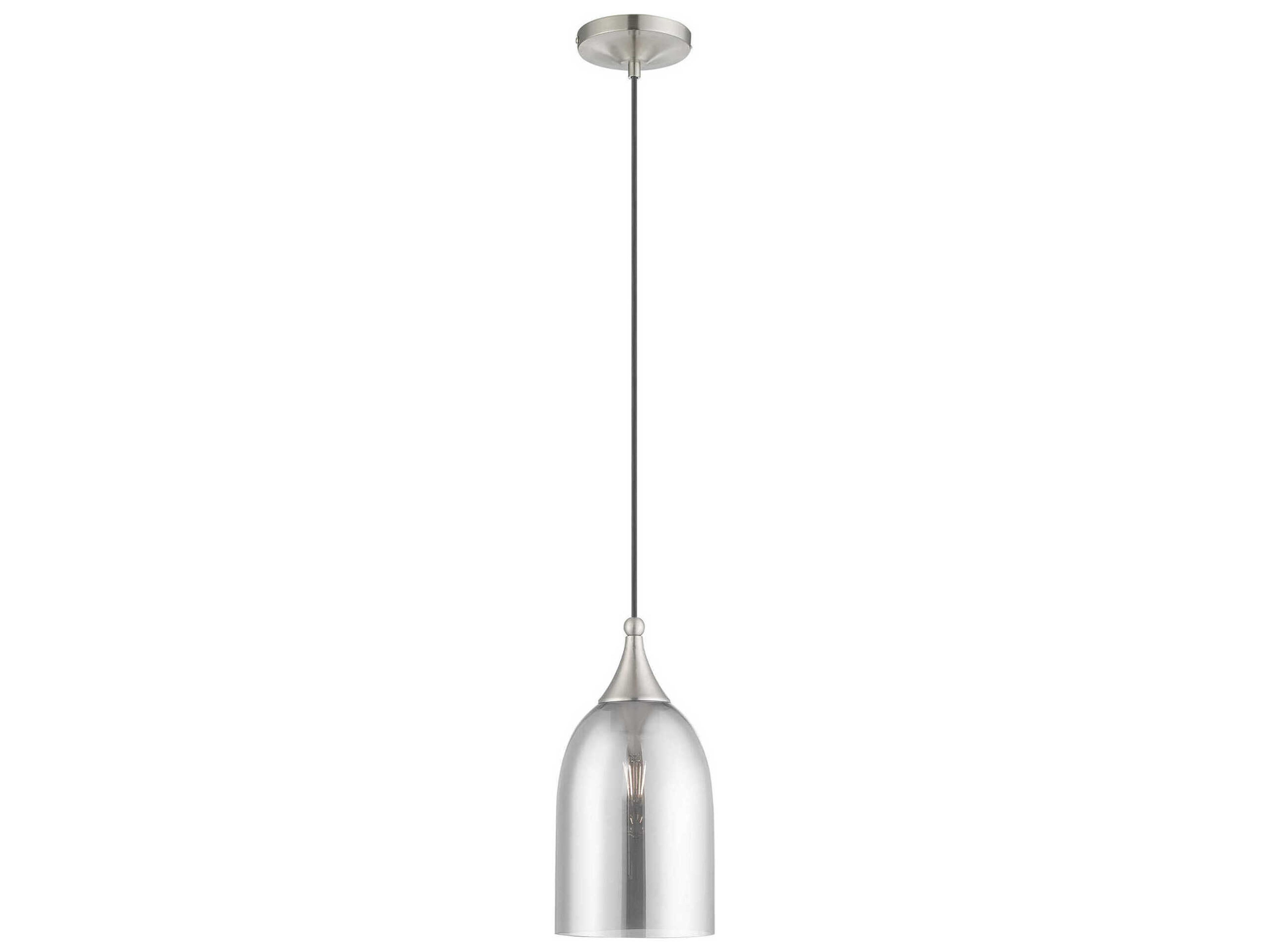 Art Glass 1-Light Brushed Nickel Gray Bell Mini Pendant