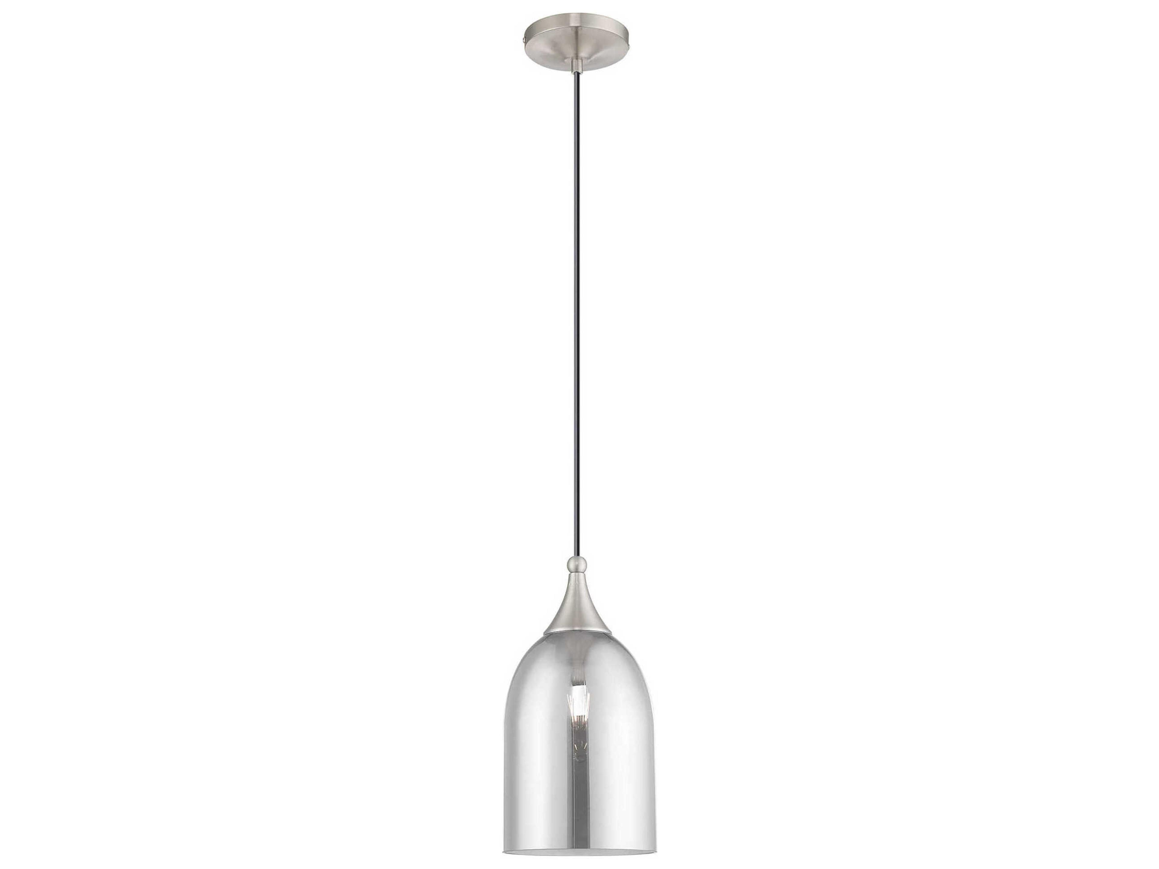 Livex Lighting Art Glass 1-Light Brushed Nickel Gray Bell Mini Pendant