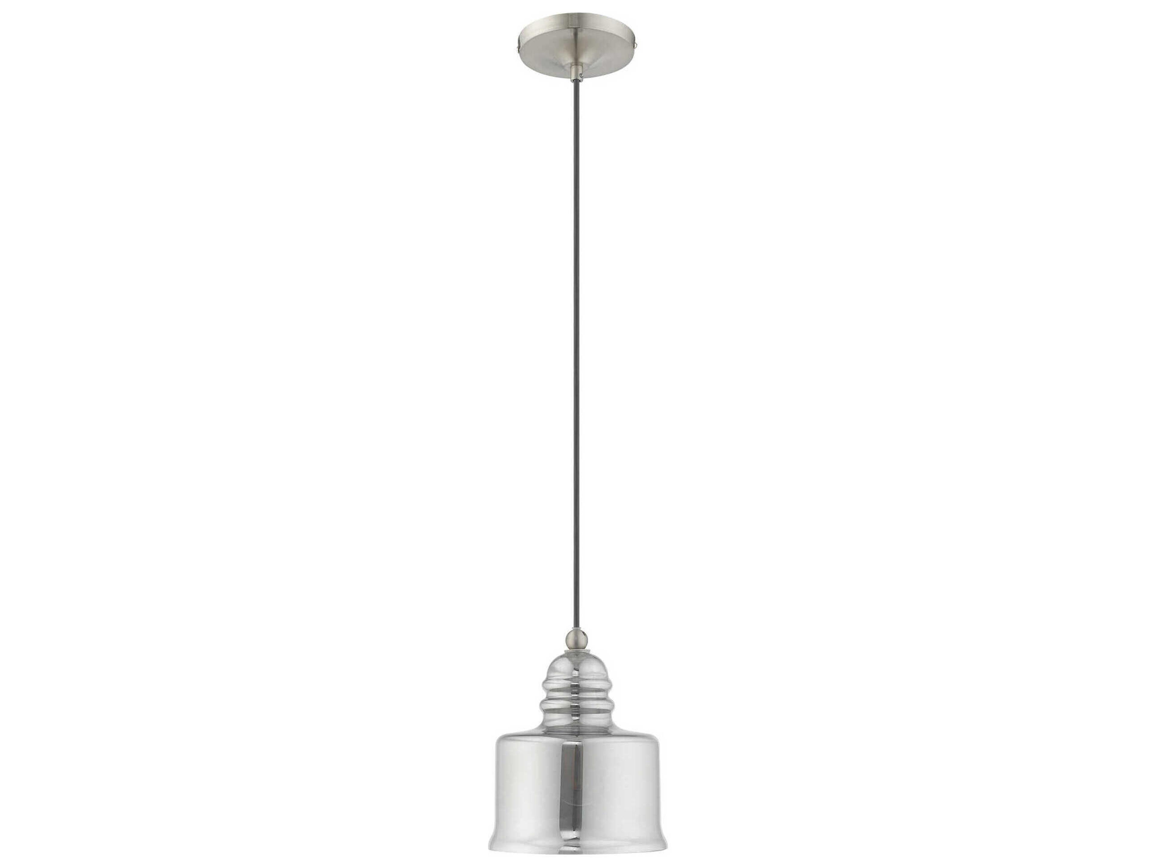 Livex Lighting Art Glass 1-Light Brushed Nickel Clear Drum Mini Pendant