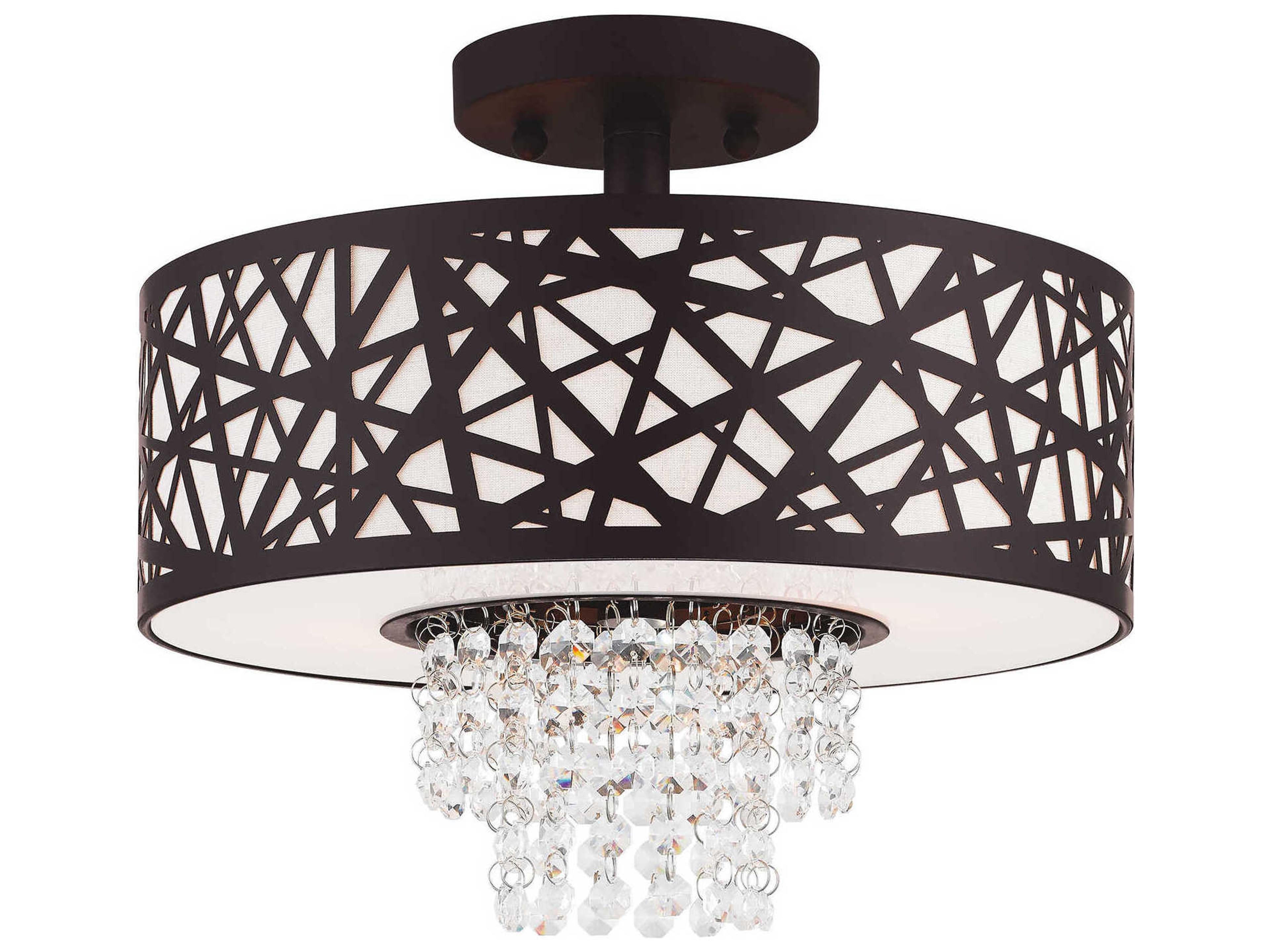 Allendale 2-Light Bronze Crystal Drum Semi Flush Mount