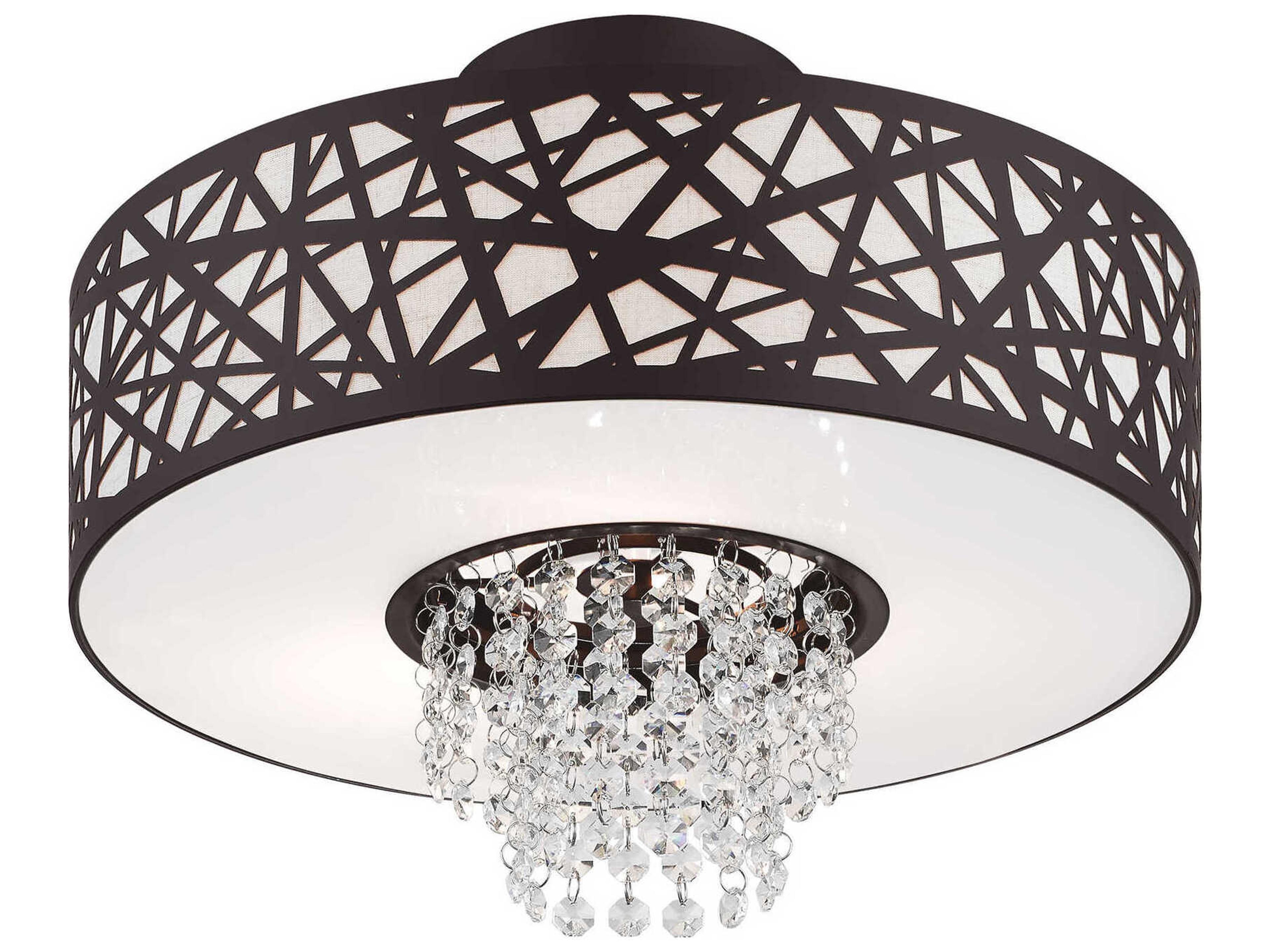 Livex Lighting Allendale 3-Light Bronze Crystal Drum Semi Flush Mount