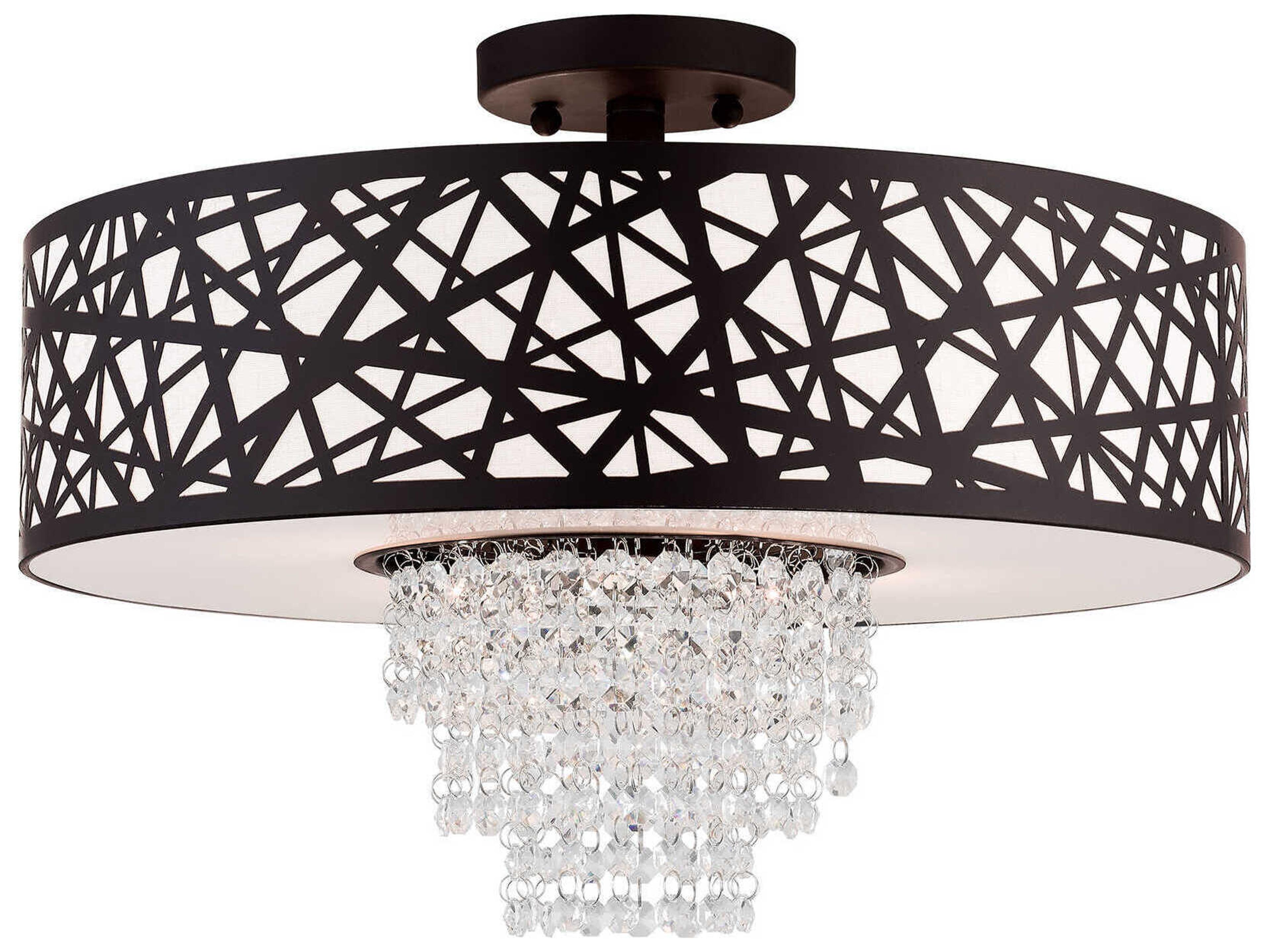 Allendale 4-Light Bronze Crystal Drum Semi Flush Mount