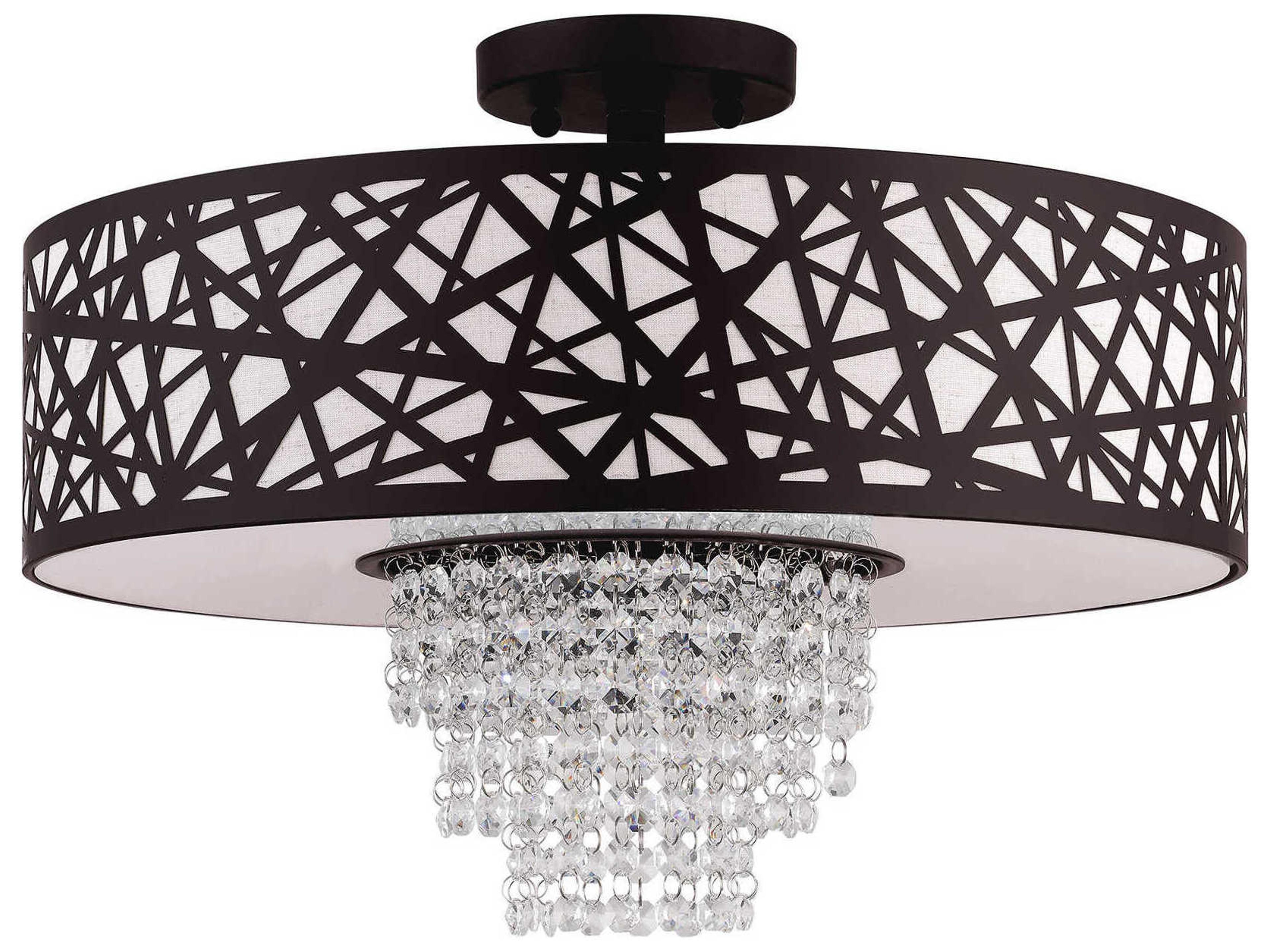 Livex Lighting Allendale 4-Light Bronze Crystal Drum Semi Flush Mount