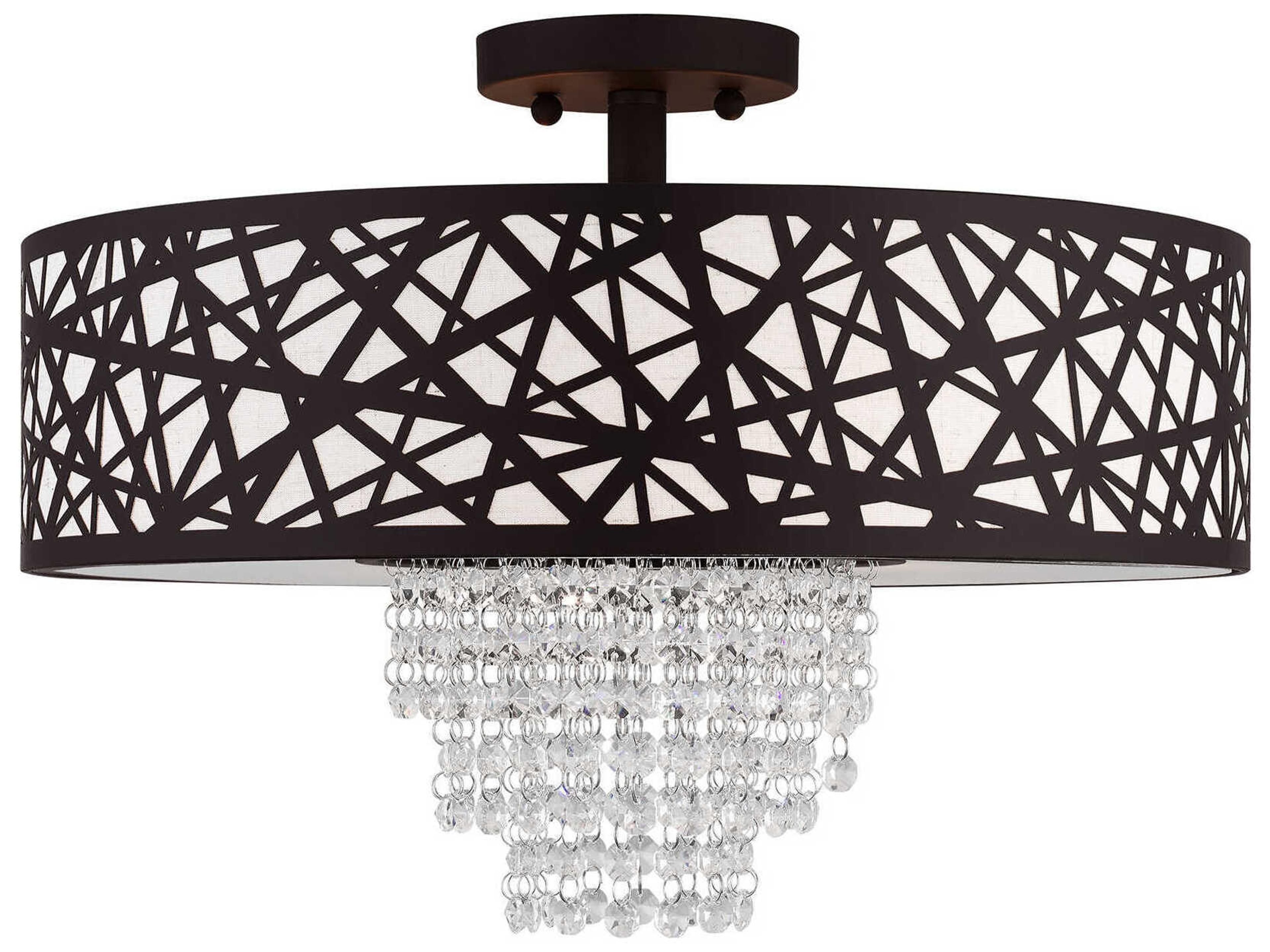 Livex Lighting Allendale 4-Light Bronze Crystal Drum Semi Flush Mount