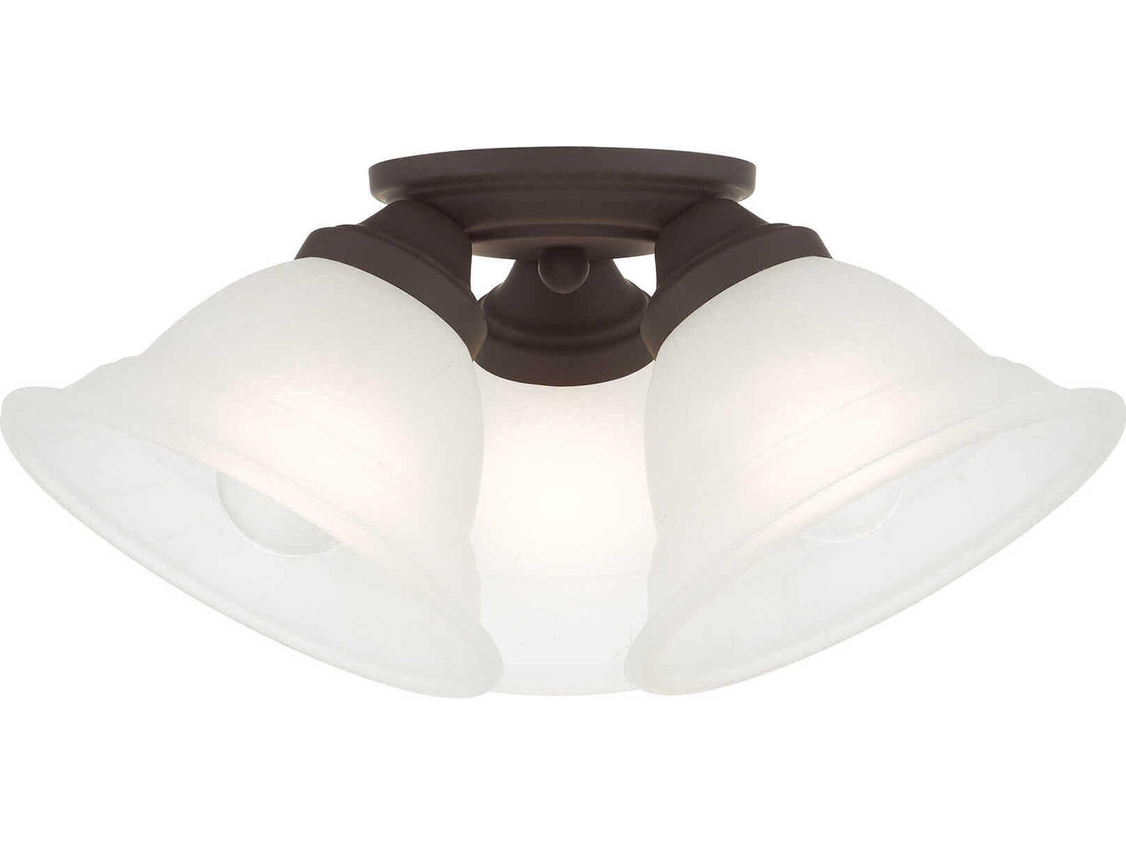 Wynnewood 3-Light Bronze Glass Bell Semi Flush Mount