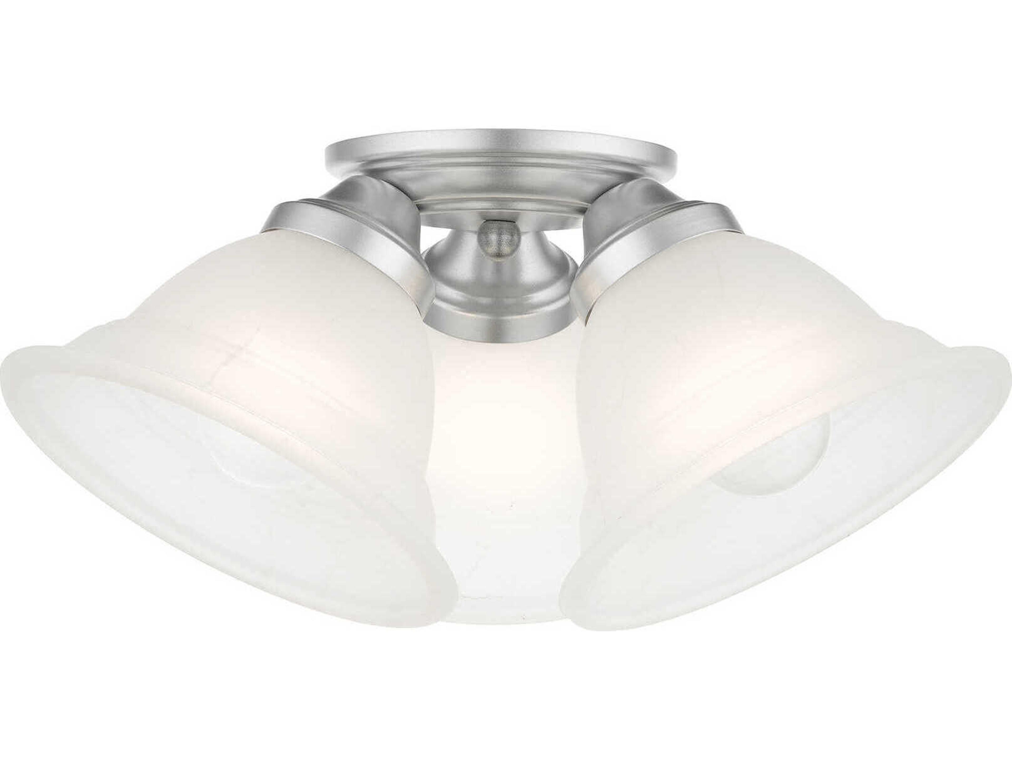 Wynnewood 3-Light Painted Satin Nickel Glass Bell Semi Flush Mount