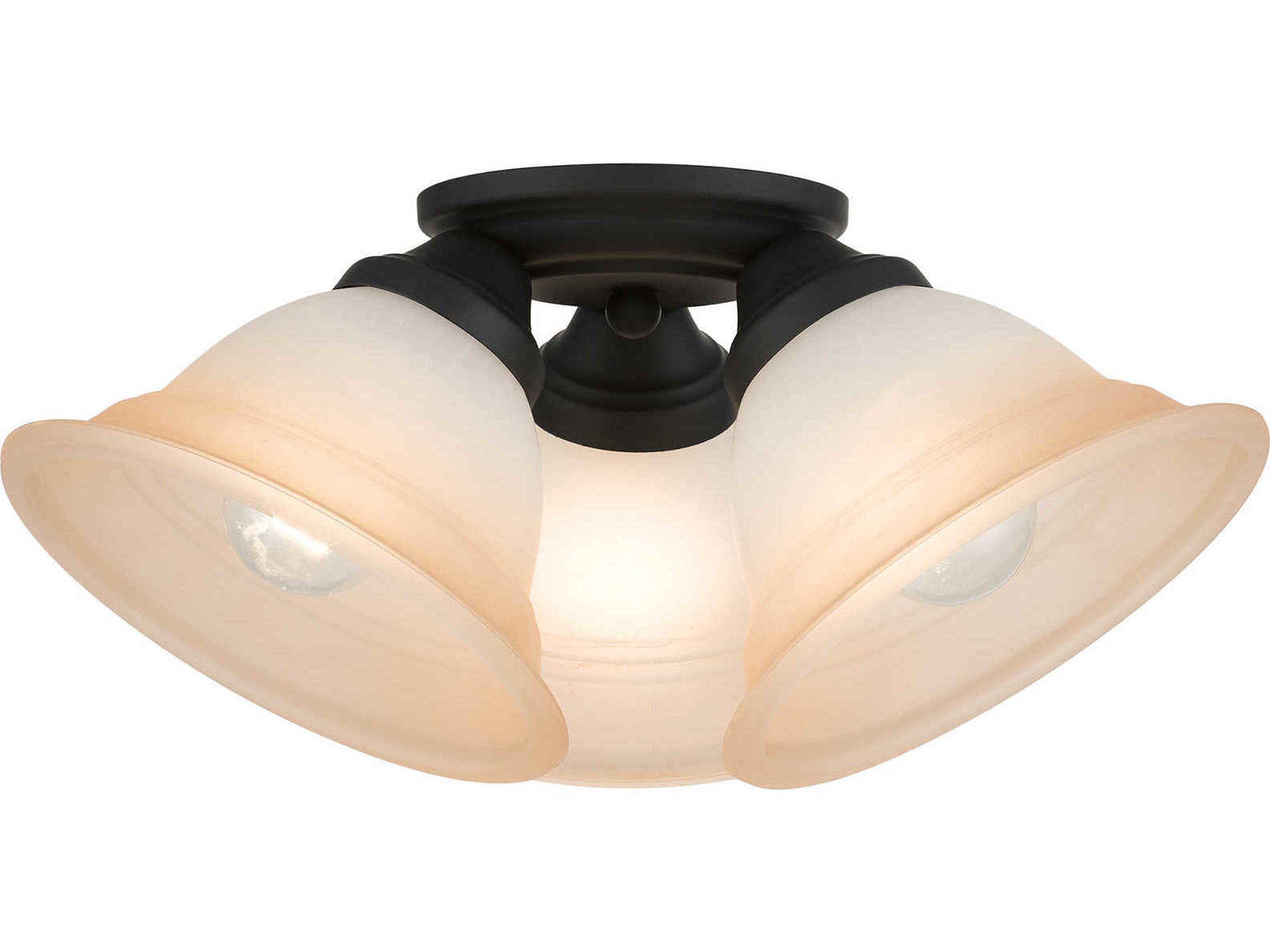Wynnewood 3-Light Black Glass Bell Flush Mount