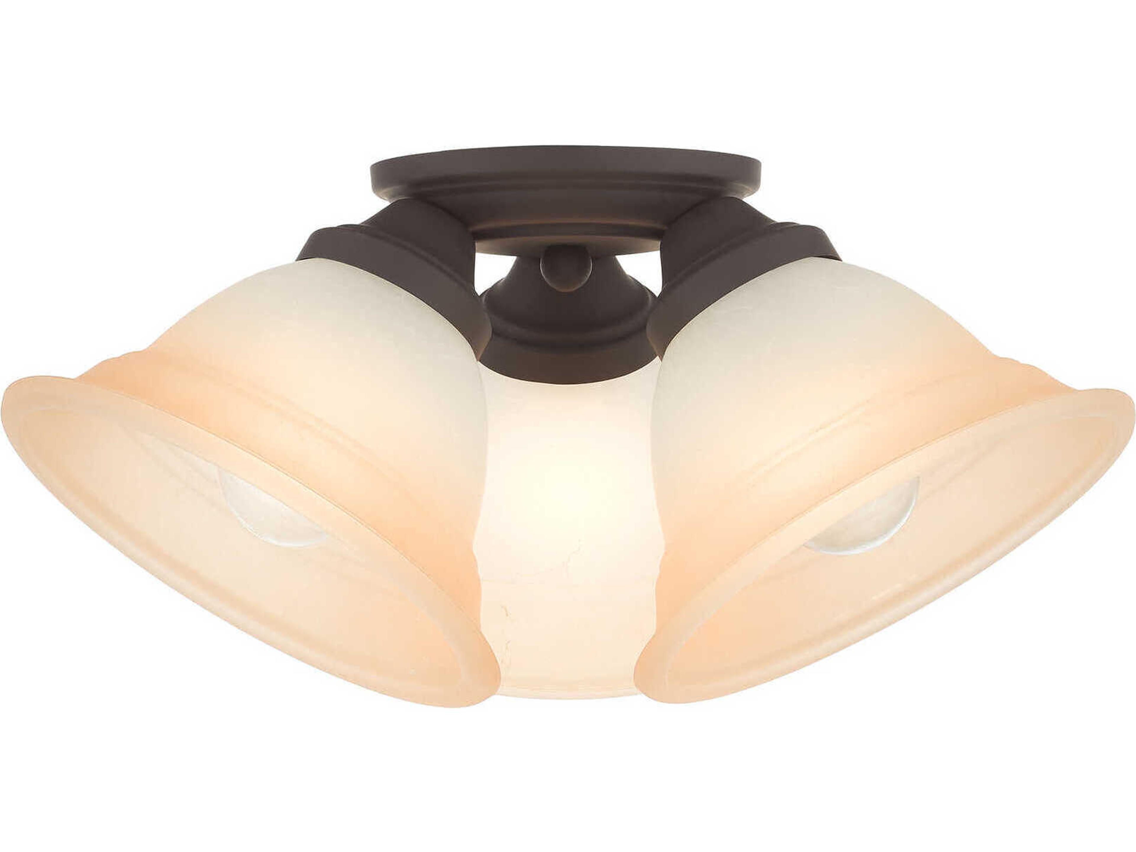 Wynnewood 3-Light Bronze Glass Bell Semi Flush Mount