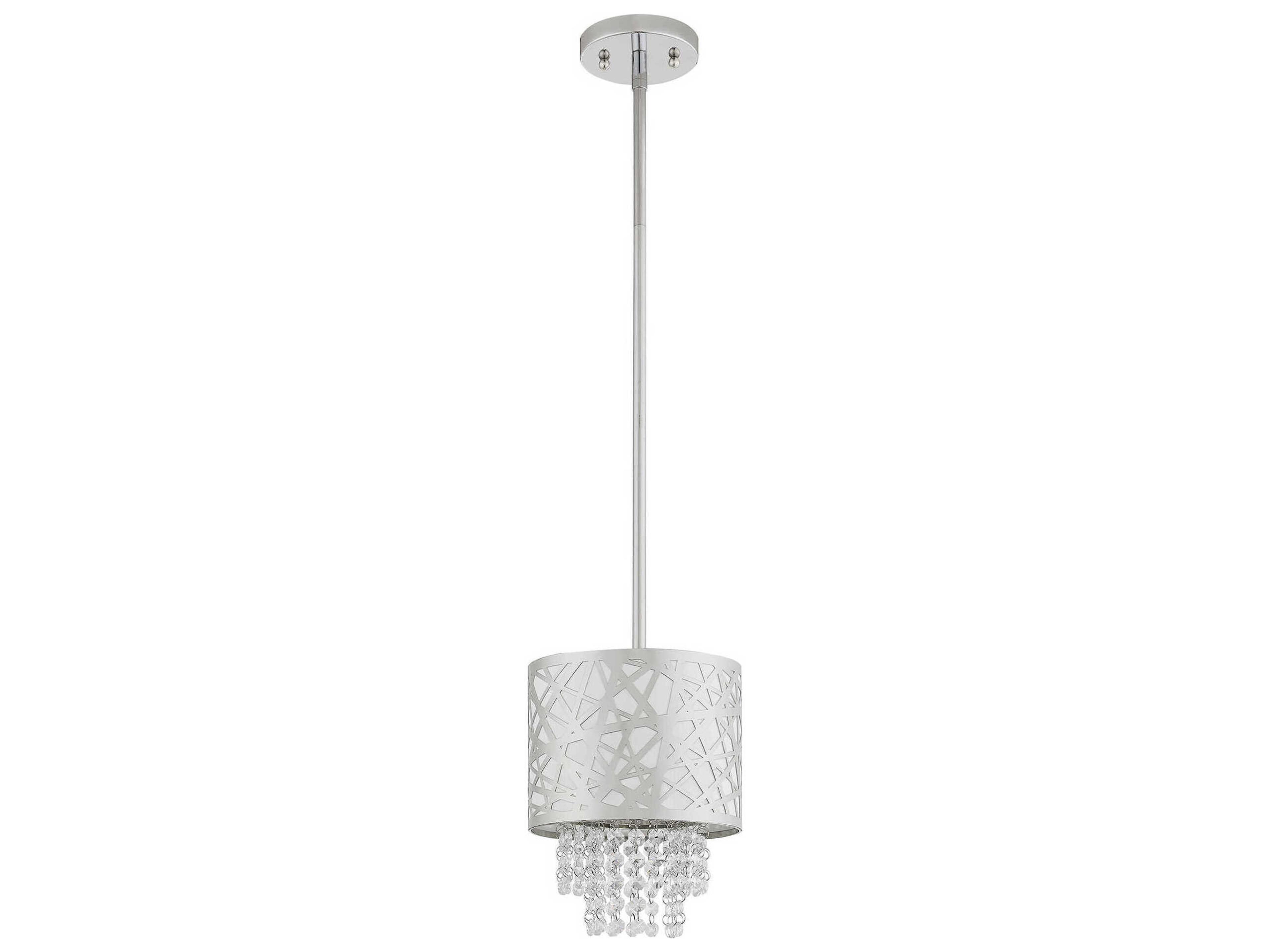 Livex Lighting Allendale 1-Light Polished Chrome Crystal Drum Mini Pendant