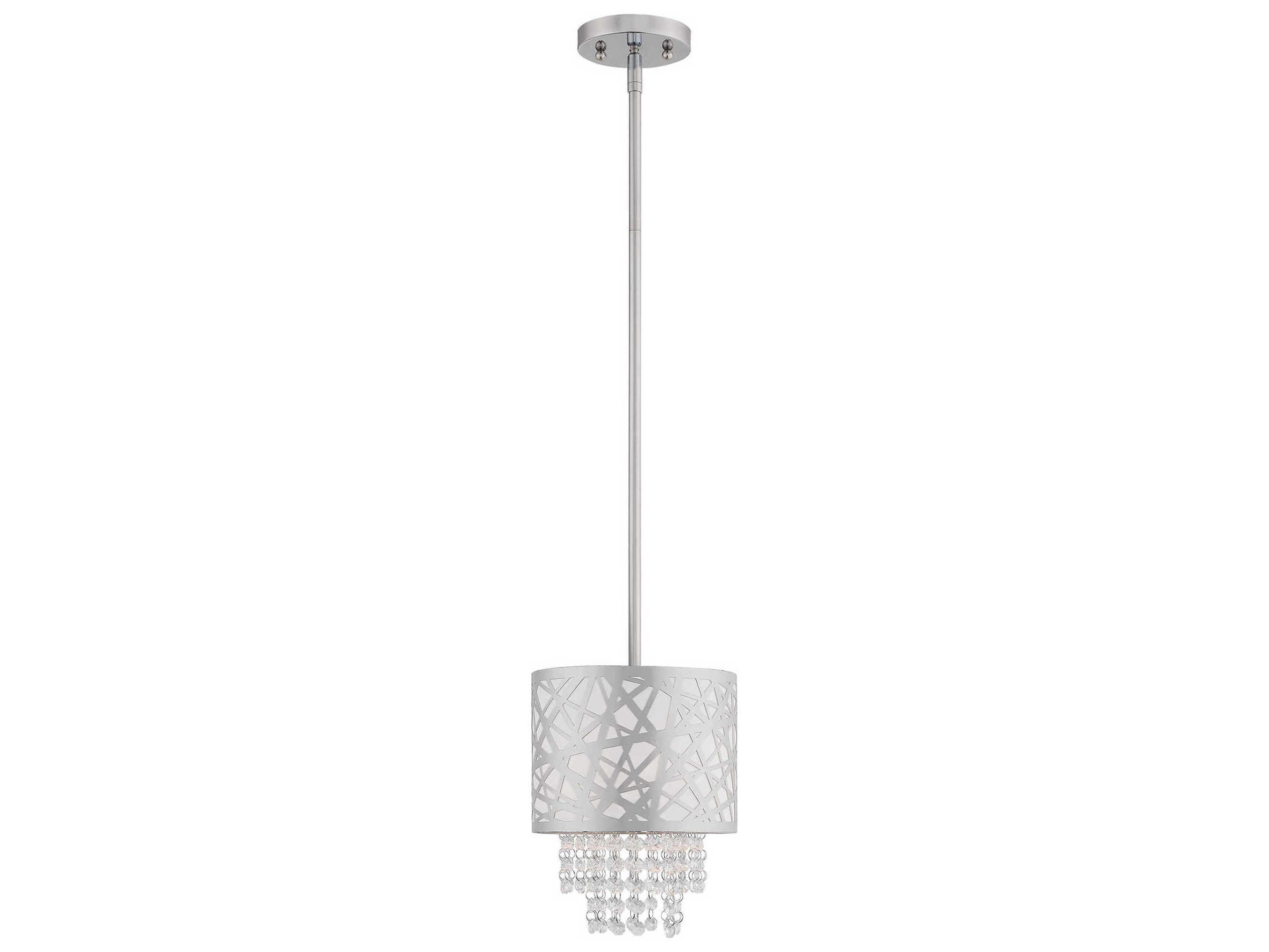 Livex Lighting Allendale 1-Light Polished Chrome Crystal Drum Mini Pendant