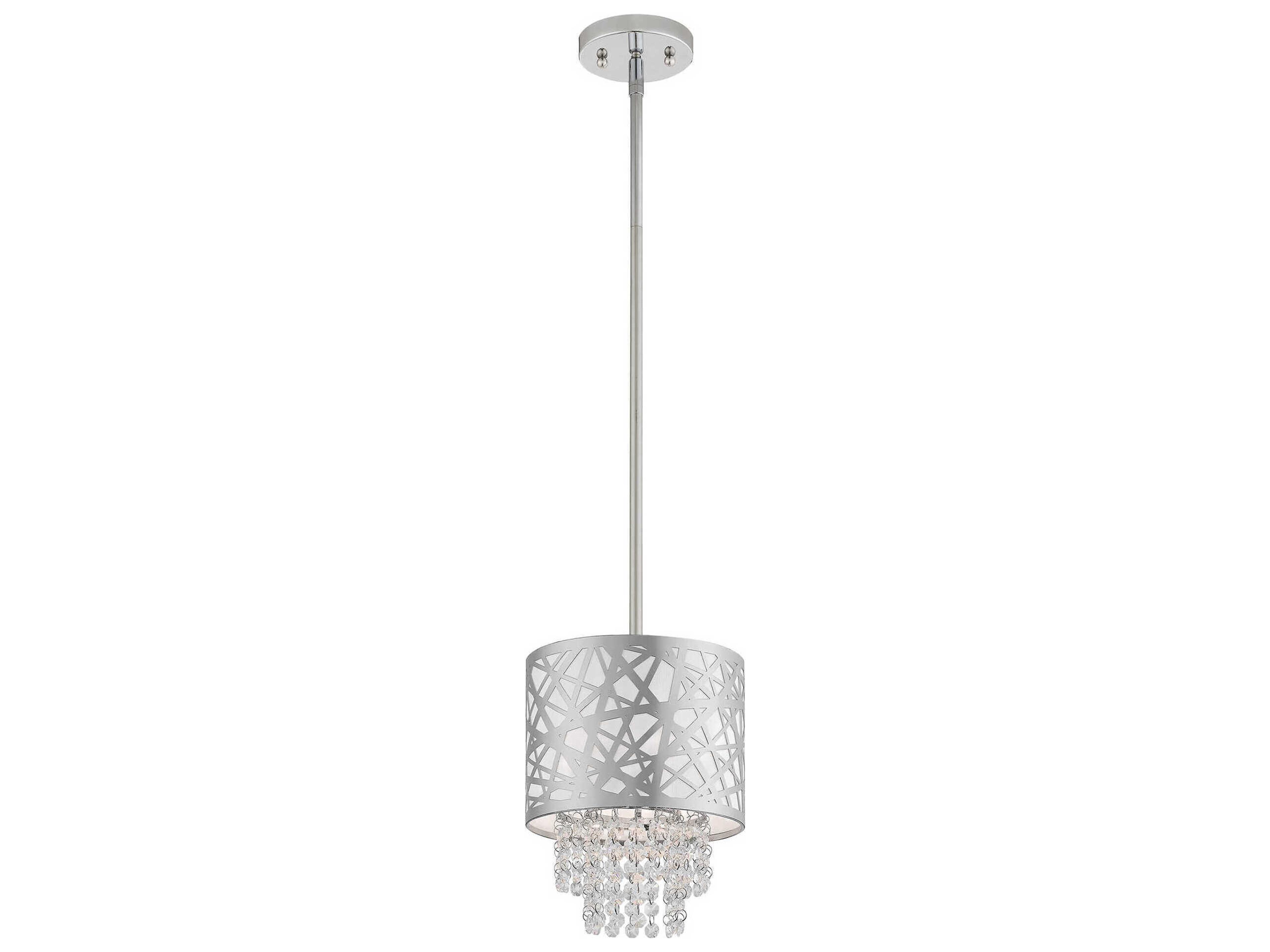 Livex Lighting Allendale 1-Light Polished Chrome Crystal Drum Mini Pendant