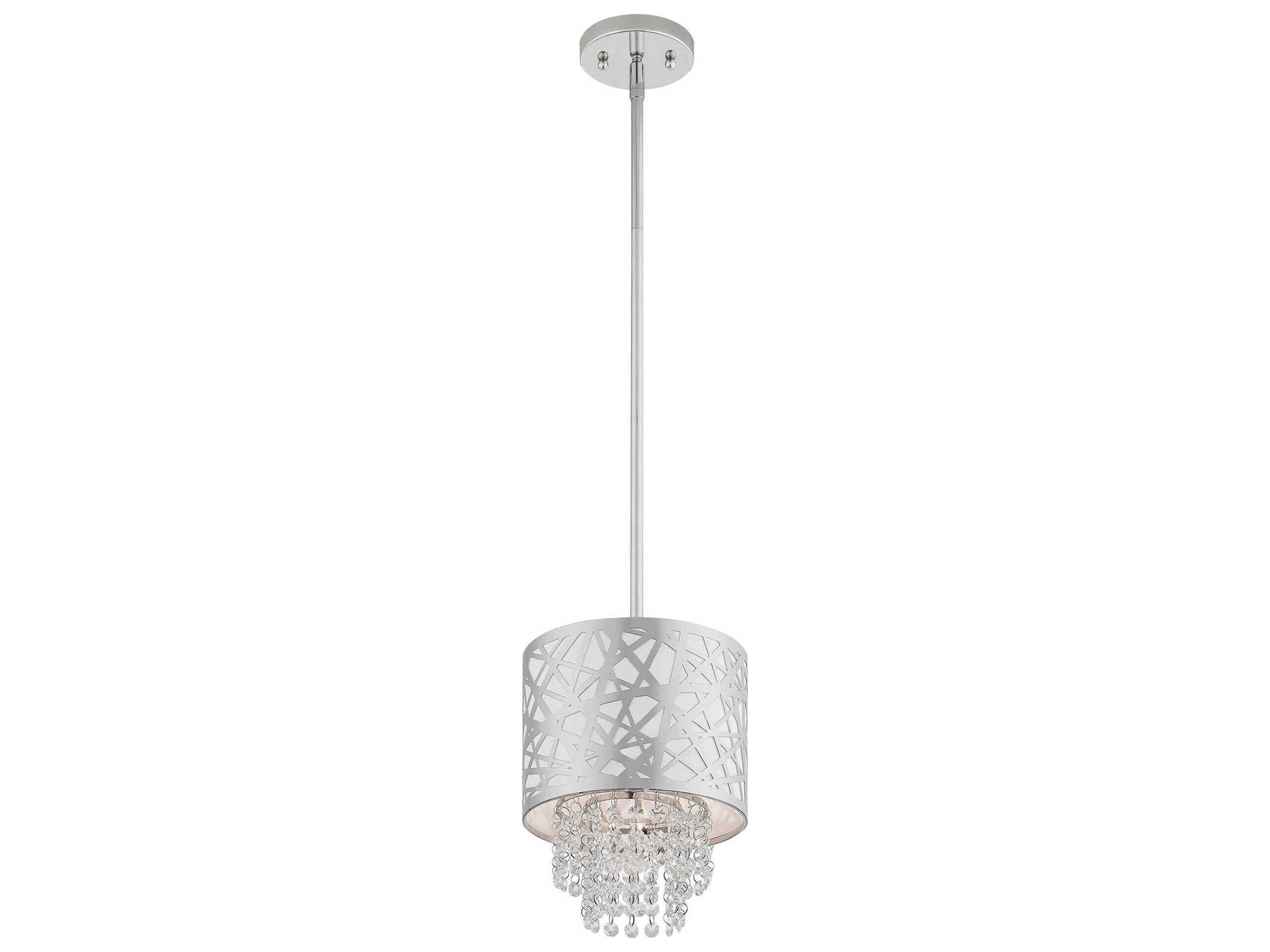 Livex Lighting Allendale 1-Light Polished Chrome Crystal Drum Mini Pendant