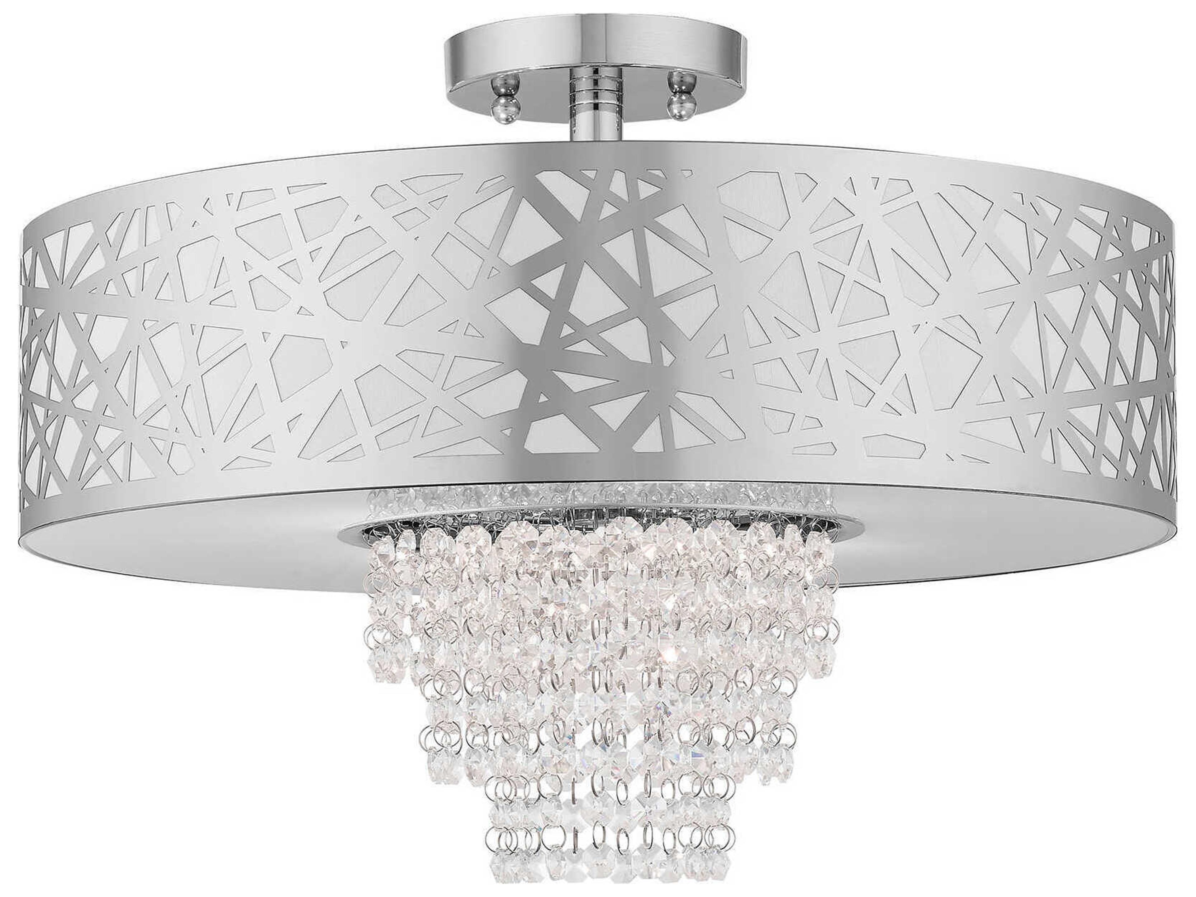 Allendale 4-Light Polished Chrome White Crystal Drum Semi Flush Mount