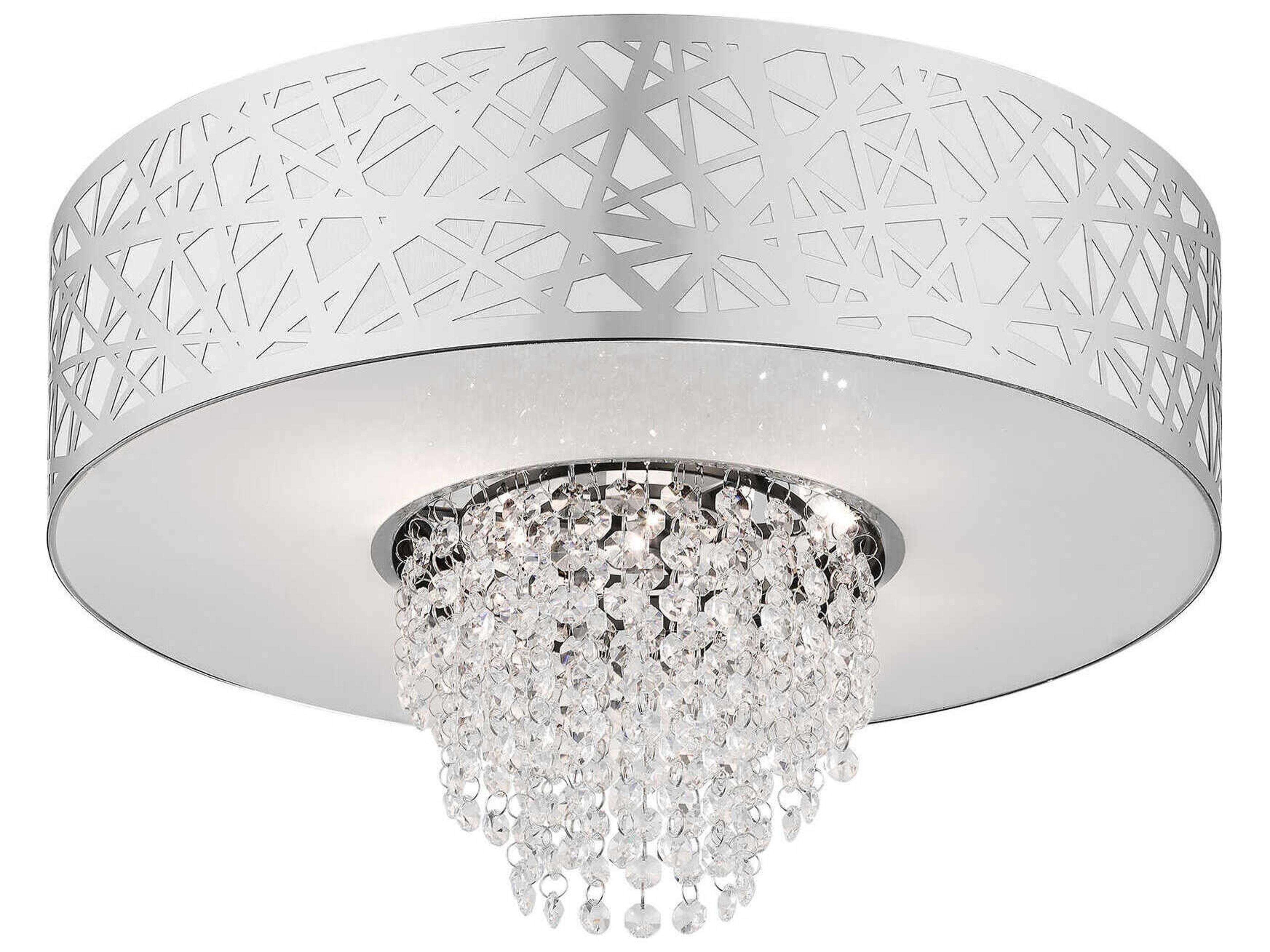 Livex Lighting Allendale 4-Light Polished Chrome White Crystal Drum Semi Flush Mount