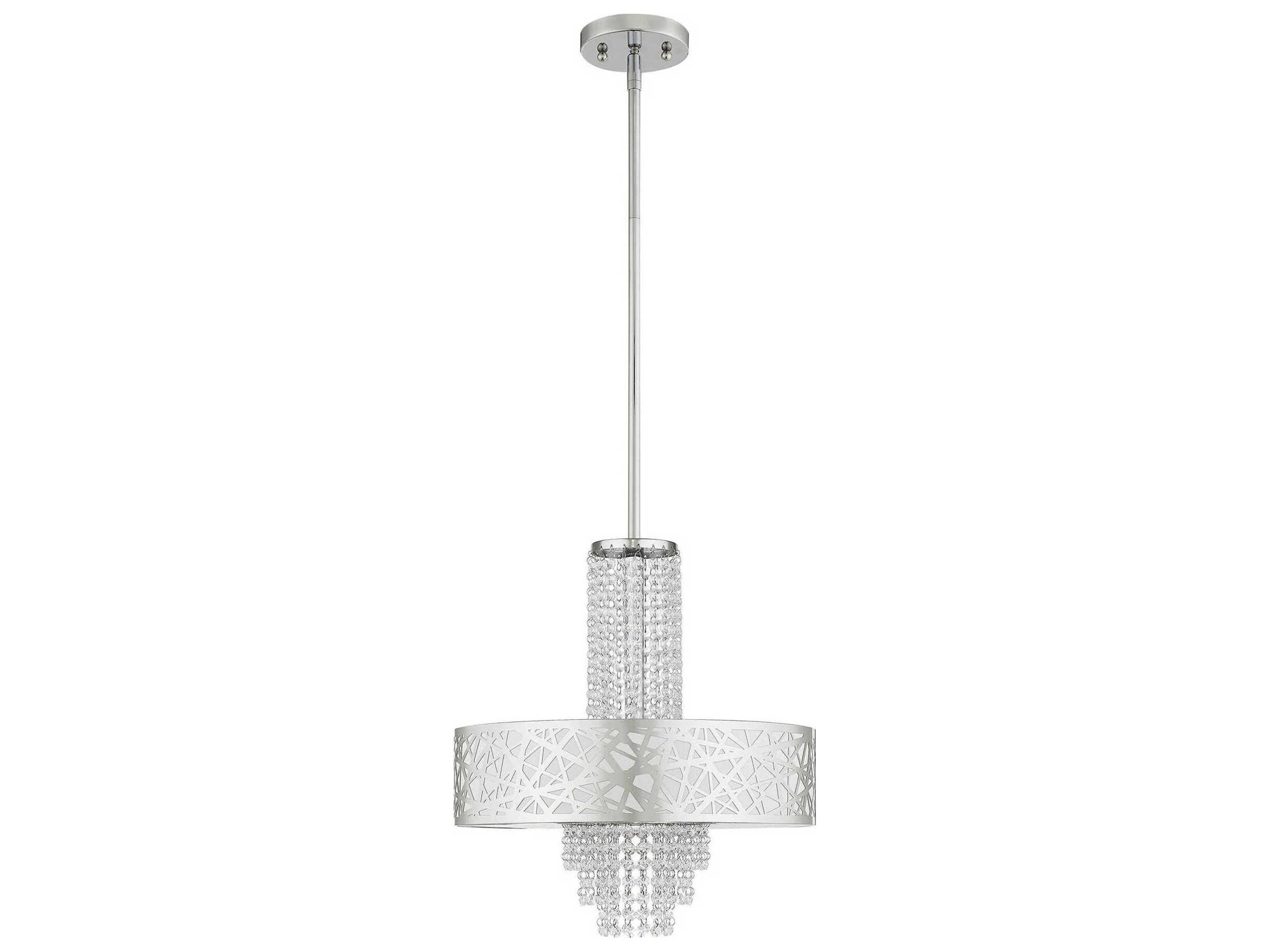 Livex Lighting Allendale 4-Light Polished Chrome Crystal Drum Pendant