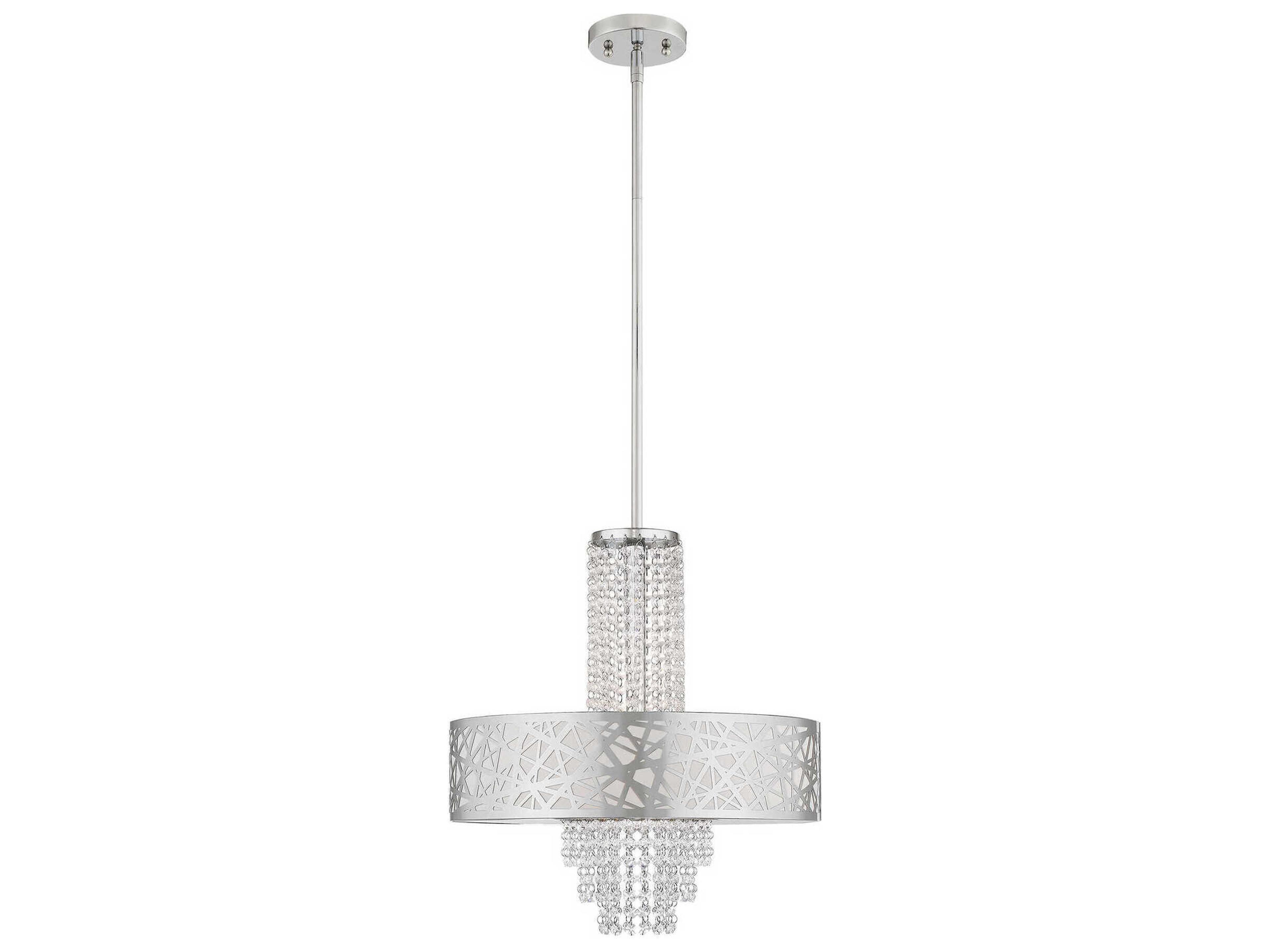 Livex Lighting Allendale 4-Light Polished Chrome Crystal Drum Pendant