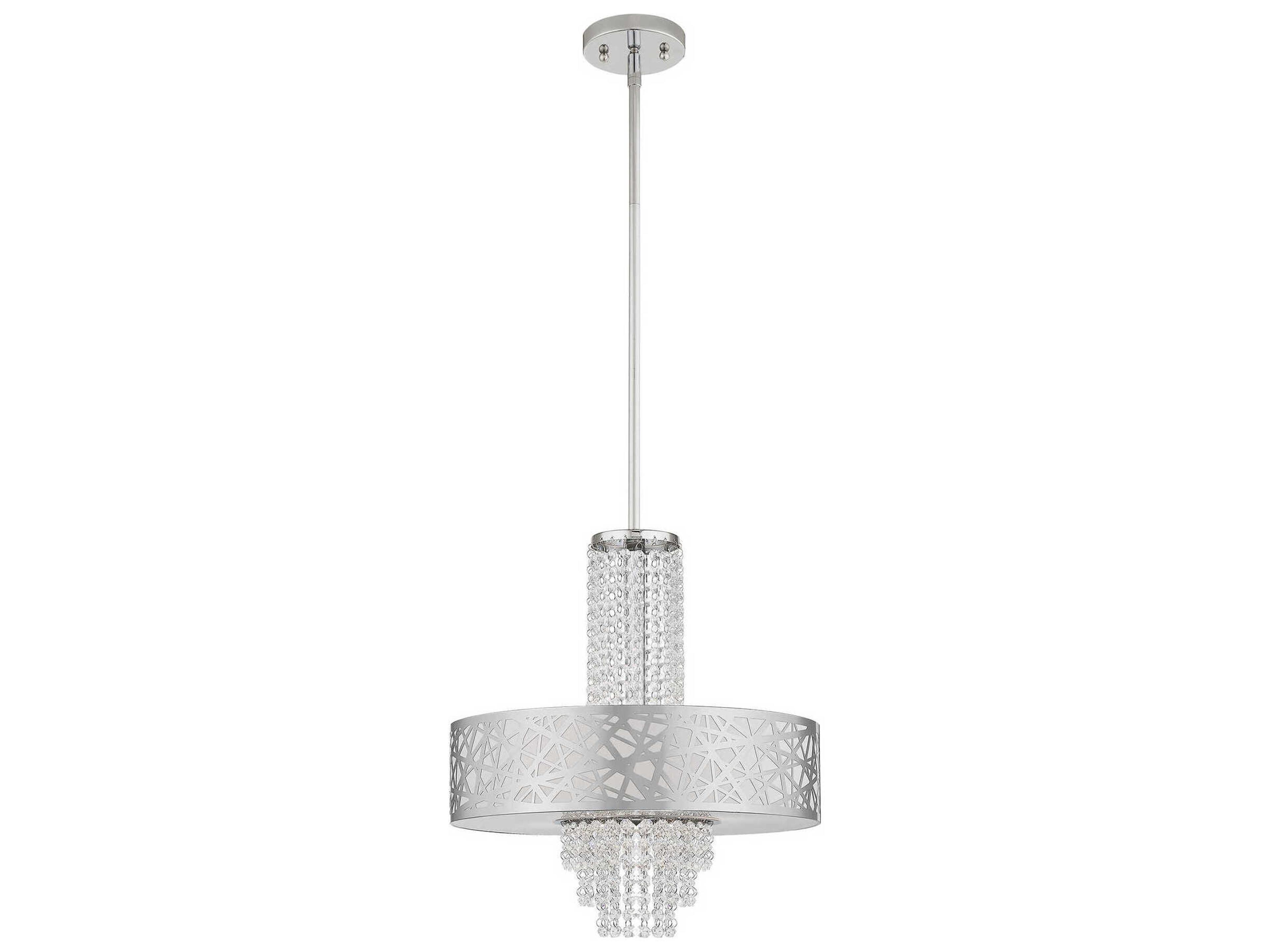 Livex Lighting Allendale 4-Light Polished Chrome Crystal Drum Pendant