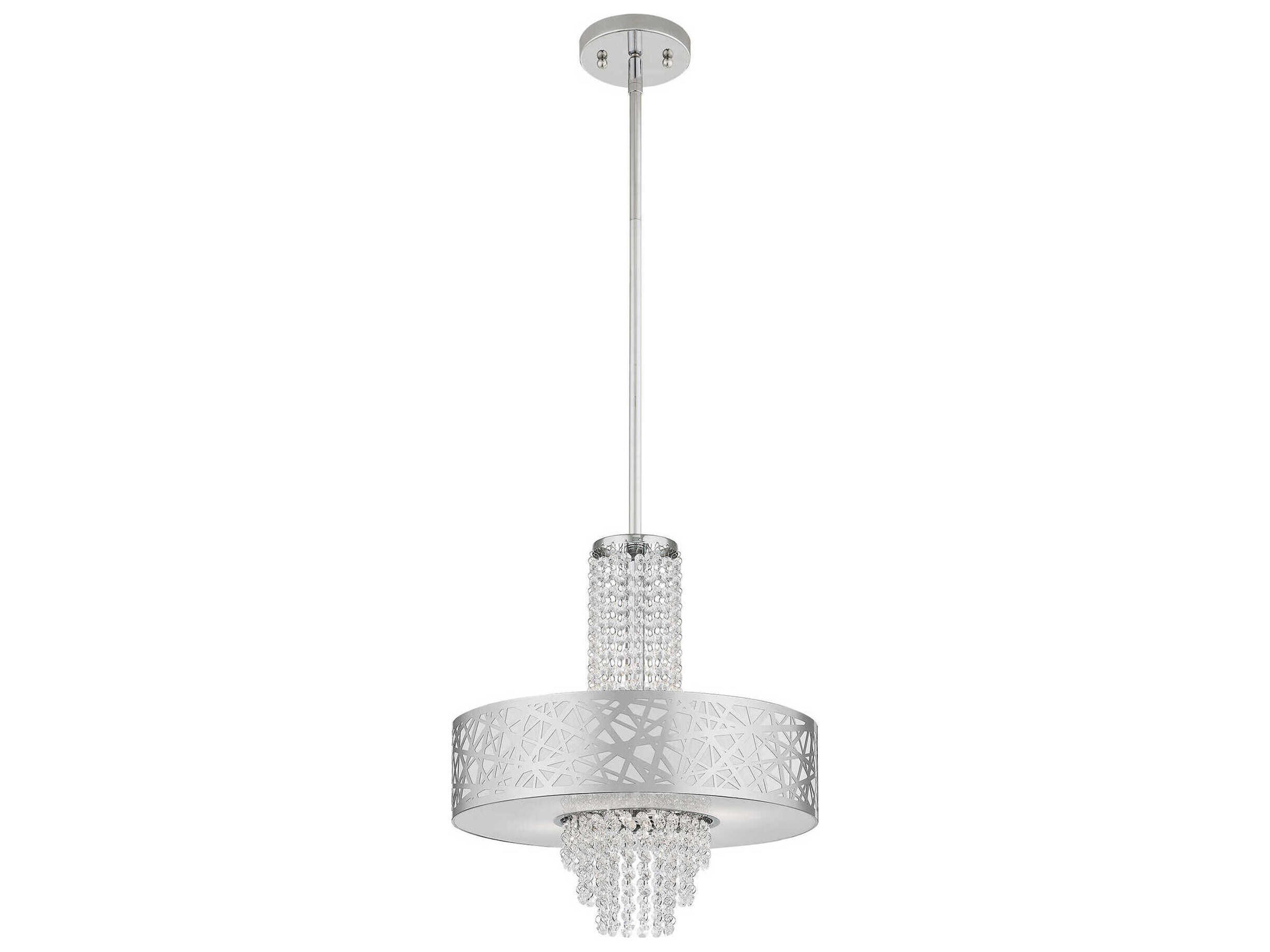 Livex Lighting Allendale 4-Light Polished Chrome Crystal Drum Pendant