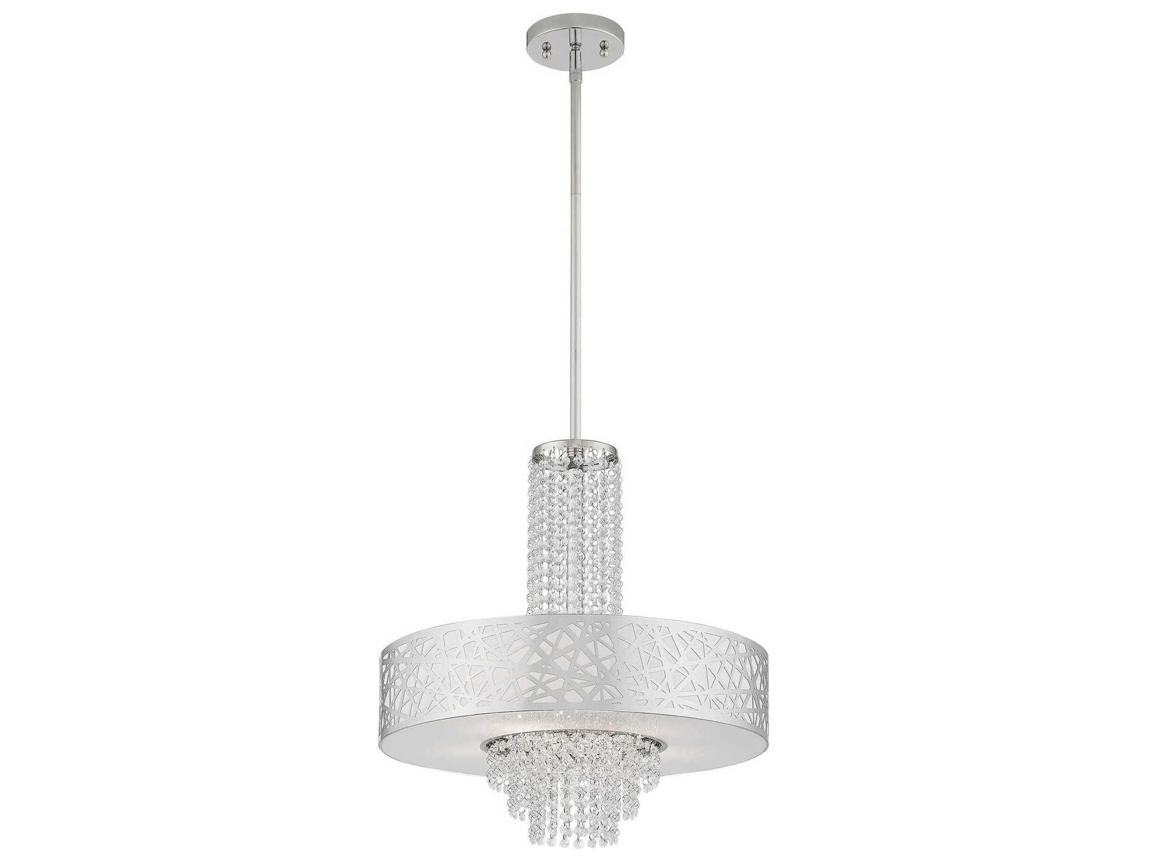 Livex Lighting Allendale 5-Light Polished Chrome Crystal Drum Pendant