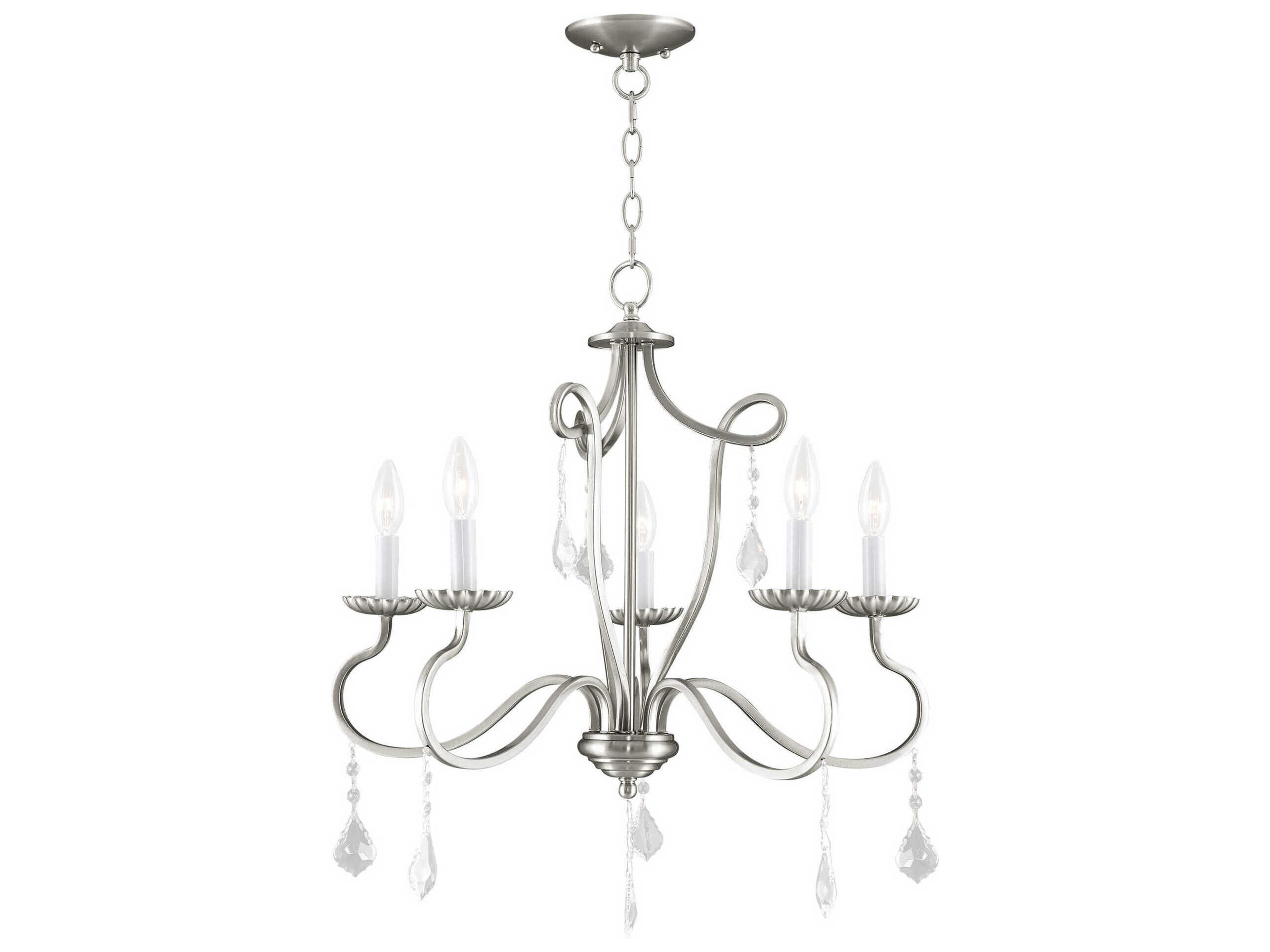 Callisto 5-Light Brushed Nickel Crystal Candelabra Chandelier