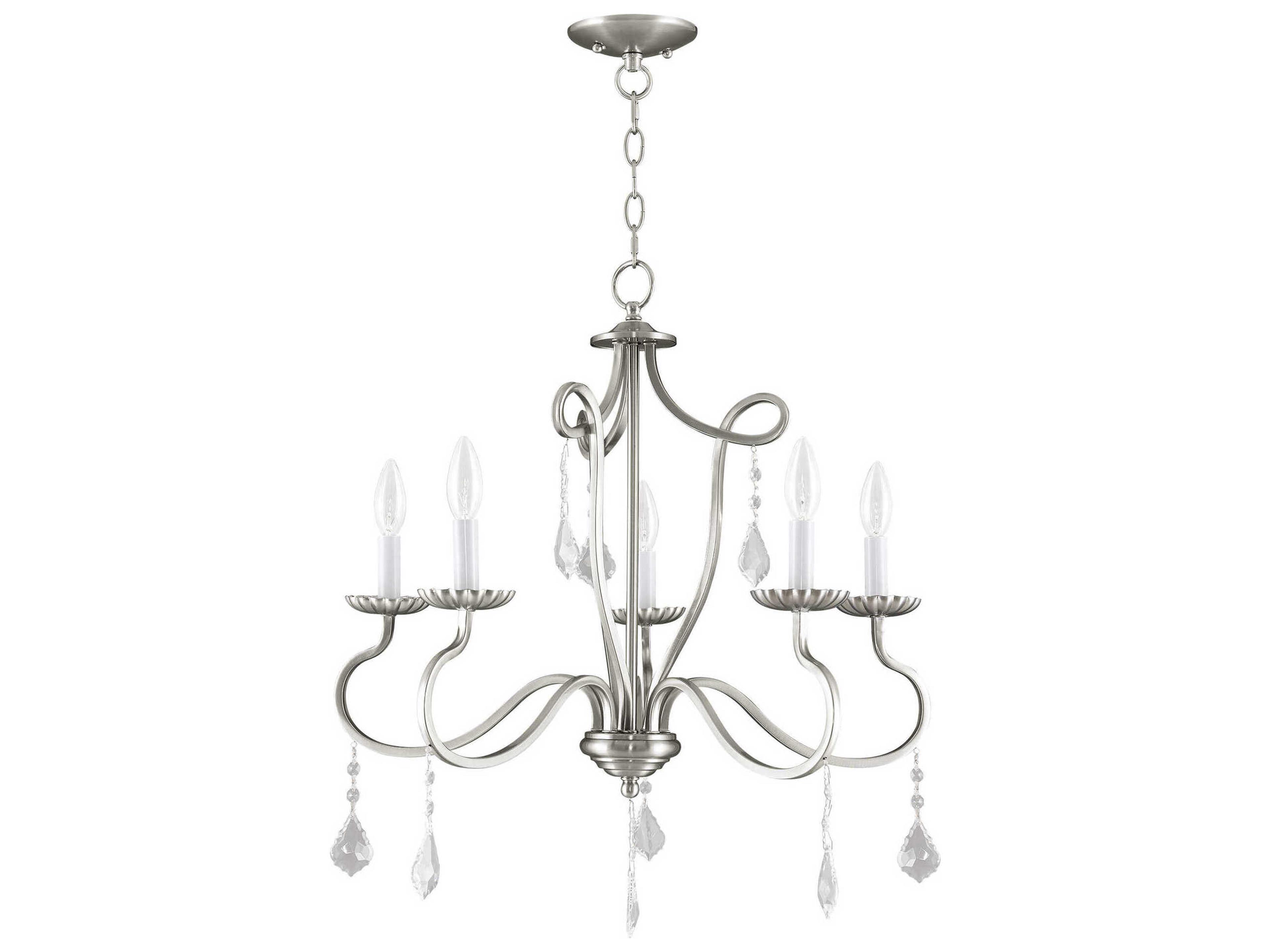 Livex Lighting Callisto 5-Light Brushed Nickel Crystal Candelabra Chandelier