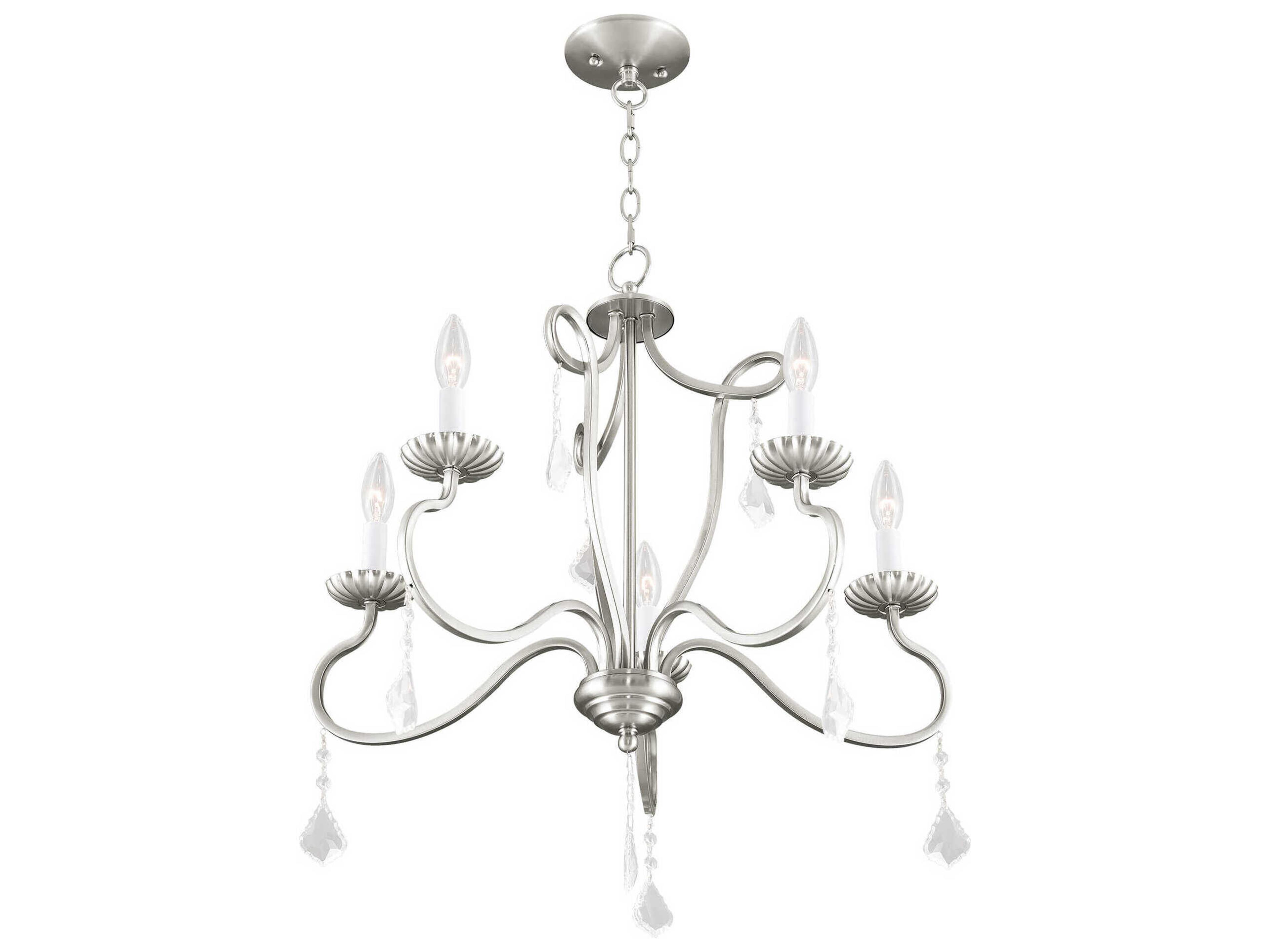 Livex Lighting Callisto 5-Light Brushed Nickel Crystal Candelabra Chandelier