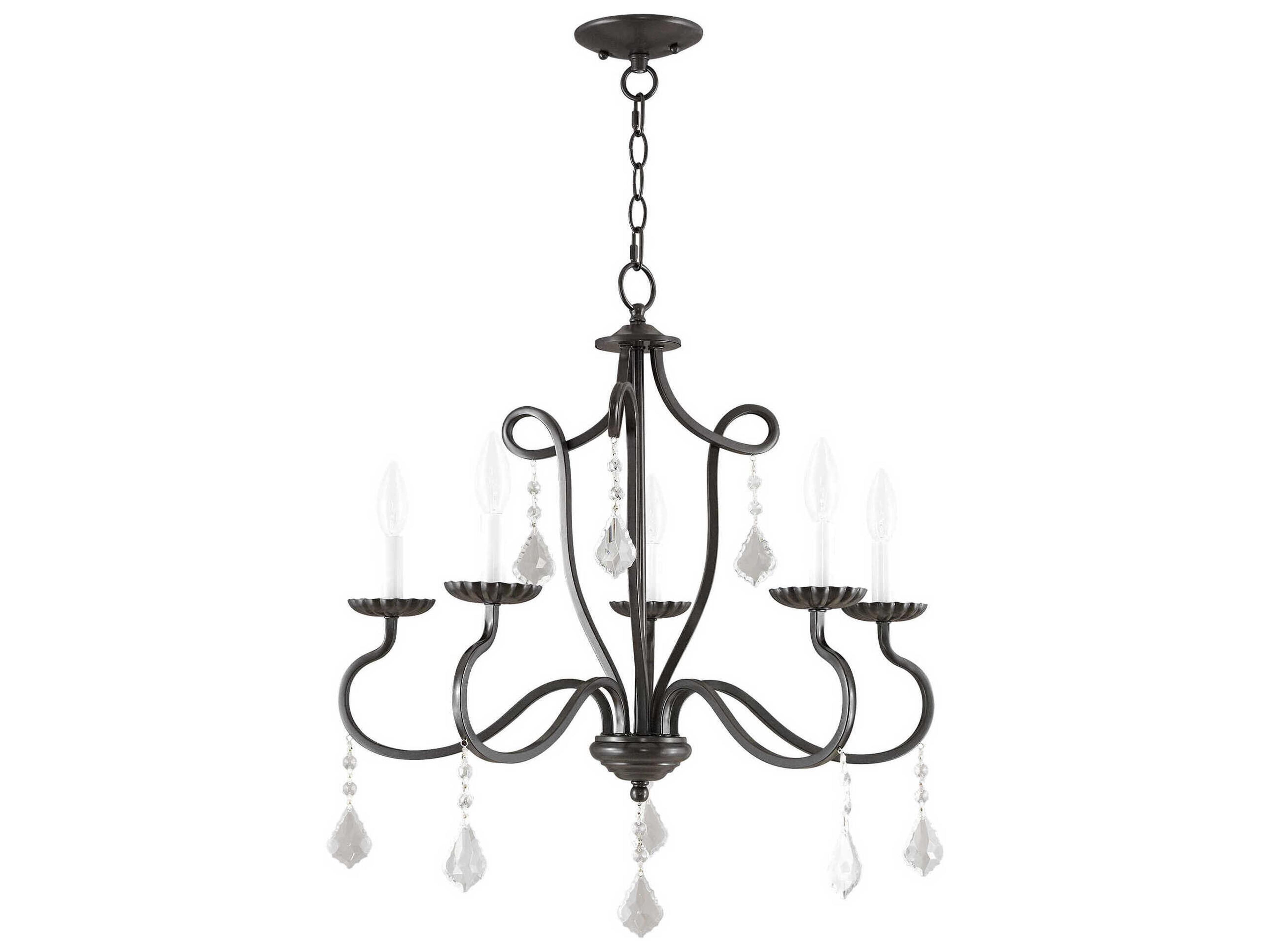 Livex Lighting Callisto 5-Light English Bronze Crystal Candelabra Chandelier