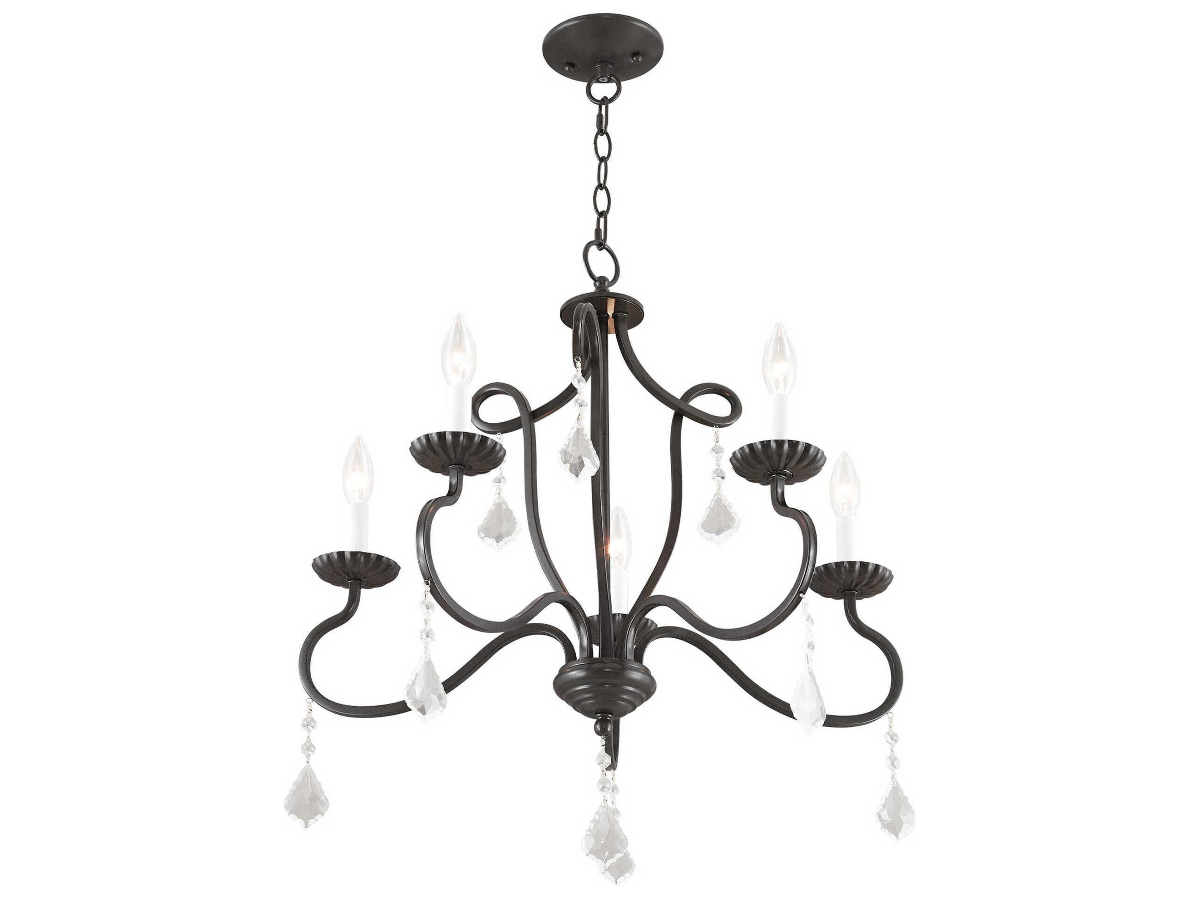Livex Lighting Callisto 5-Light English Bronze Crystal Candelabra Chandelier