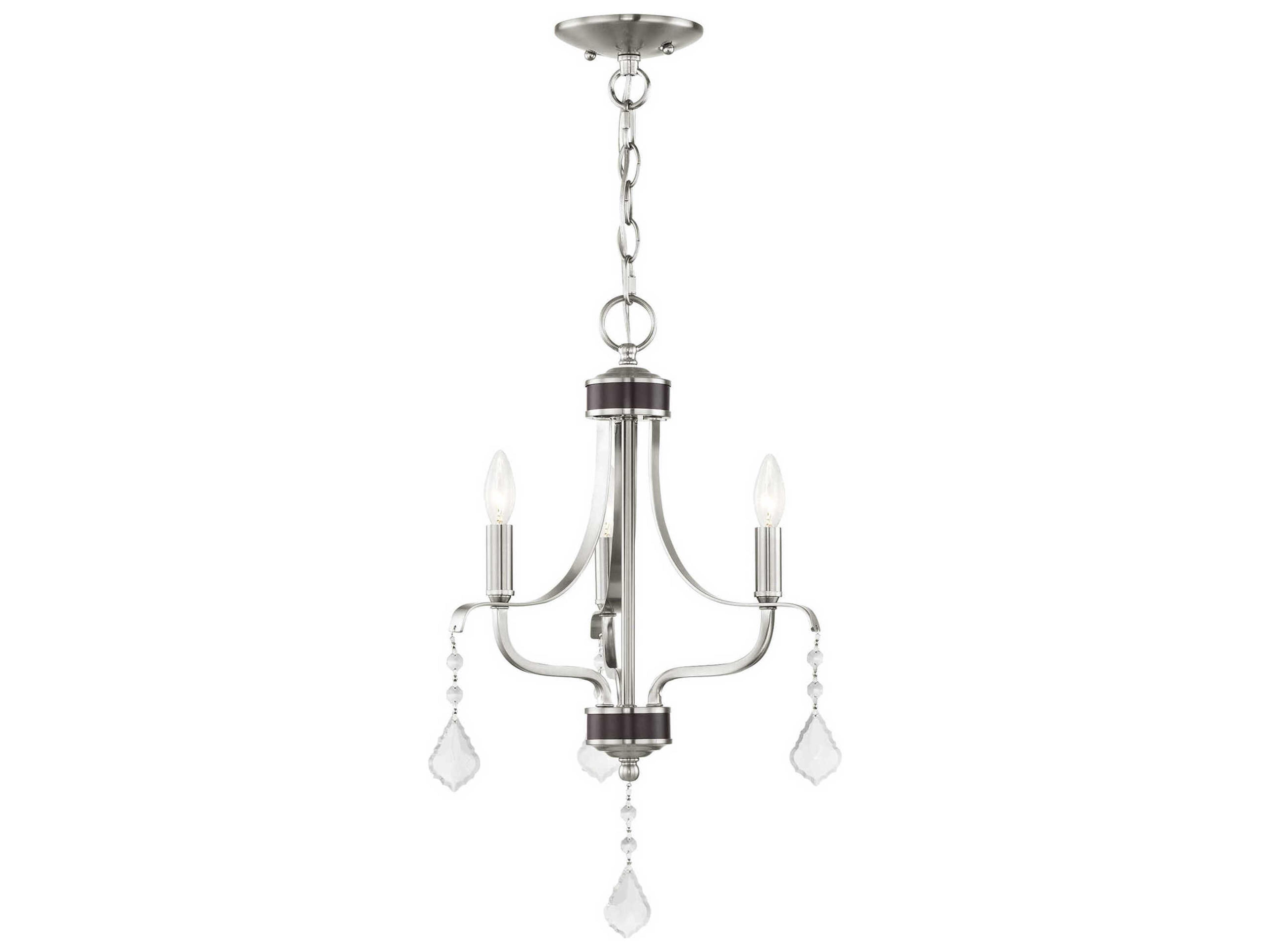 Laurel 3-Light Brushed Nickel Crystal Candelabra Chandelier